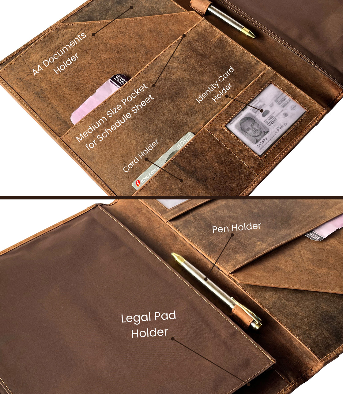 Leather Organizer Leather Document Folder Leather Portfolio 