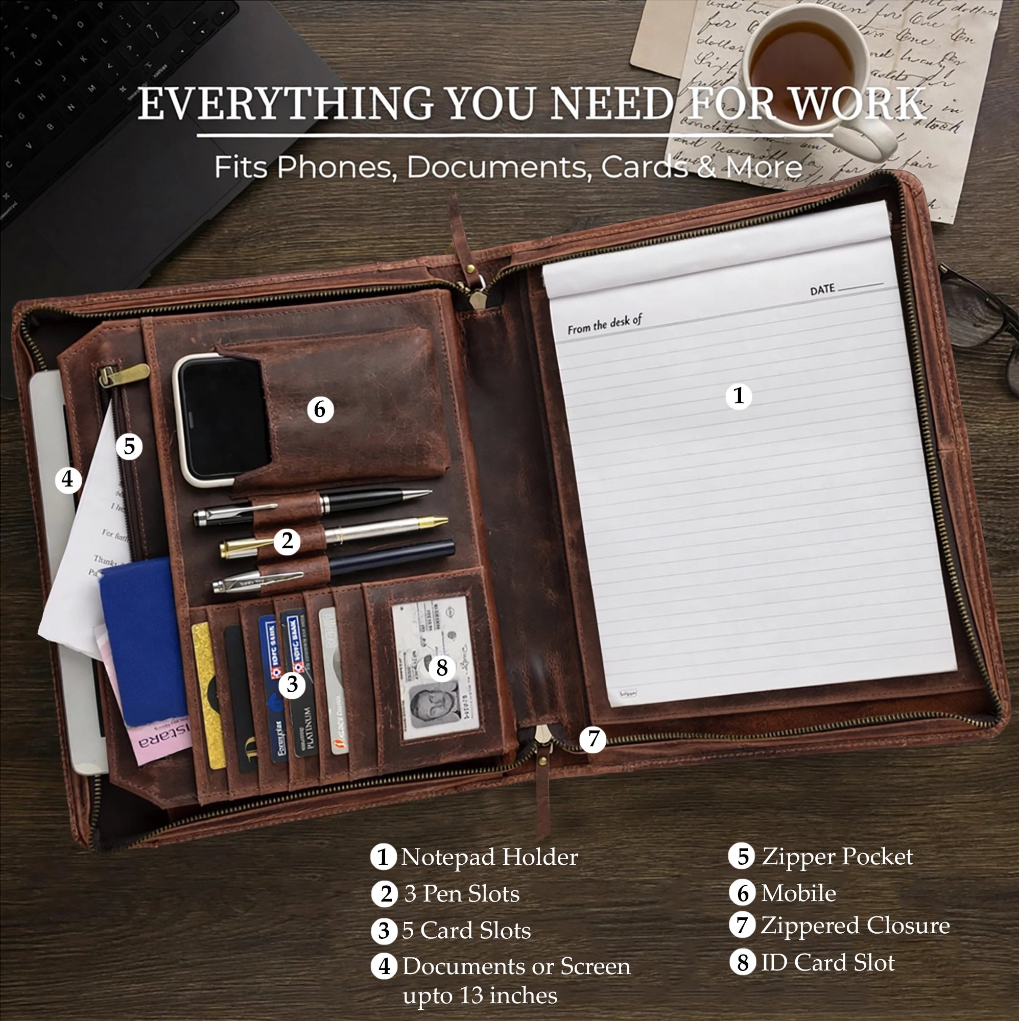 Kingsman Business Leather Portfolio (Dark Brown)