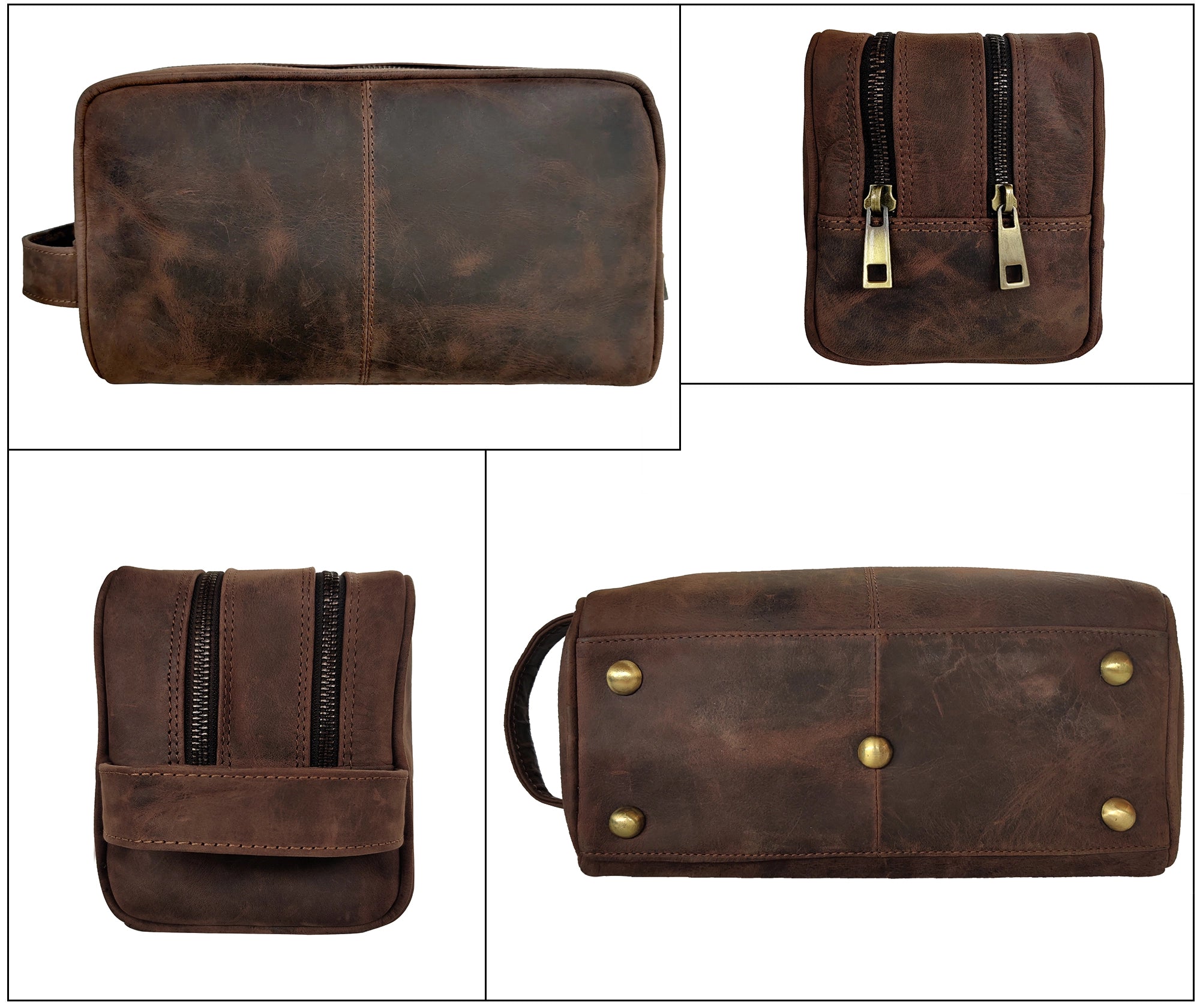 Johnny Men's Leather Travel Dopp Kit (Dark Brown) - Mike
