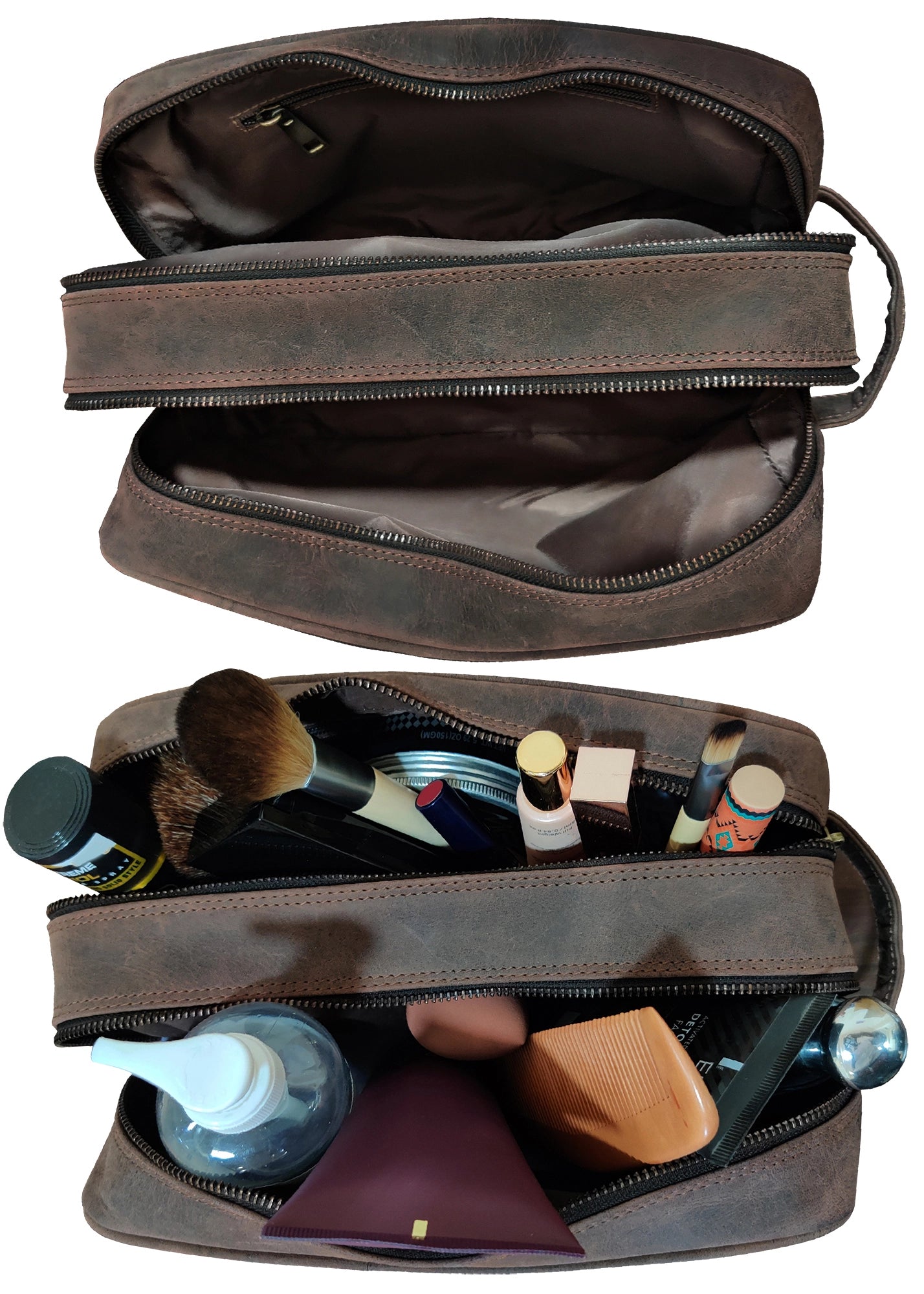 Johnny Men's Leather Travel Dopp Kit (Dark Brown) - Mike