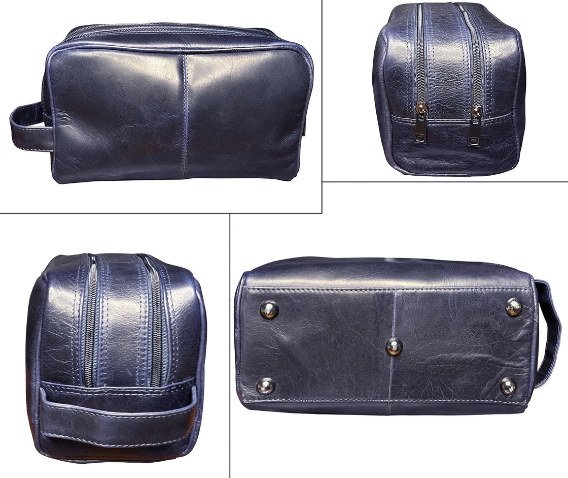 Johnny Men's Leather Travel Dopp Kit (Oxford Blue)