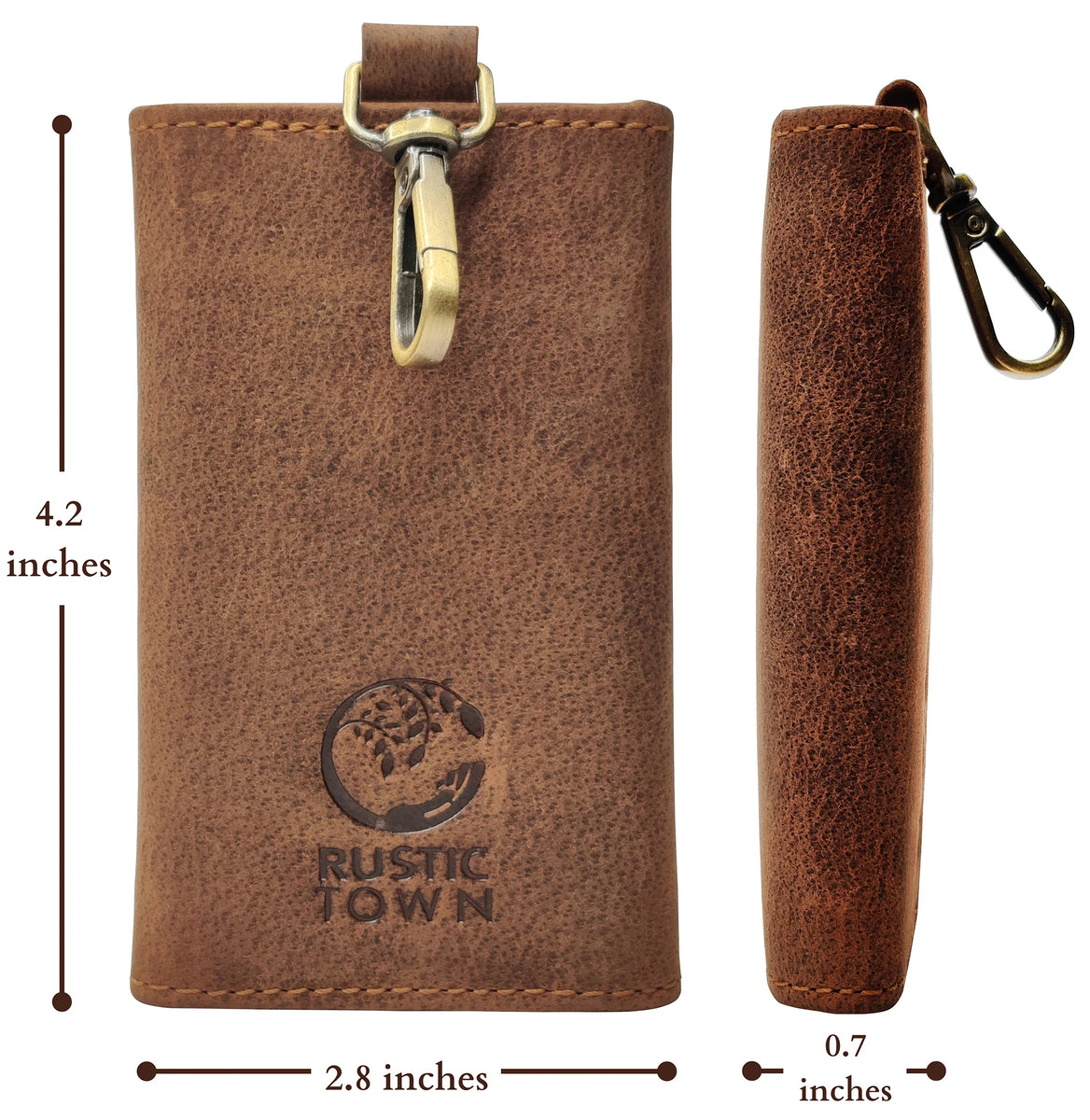 Leather Key Pouch Wallet Slim Keychain with 6 Key Holder – Rustic Town