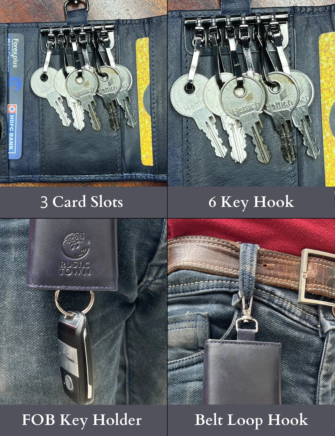 tooloflife Genuine Leather Car Key Case Key Holder Bag Wallet
