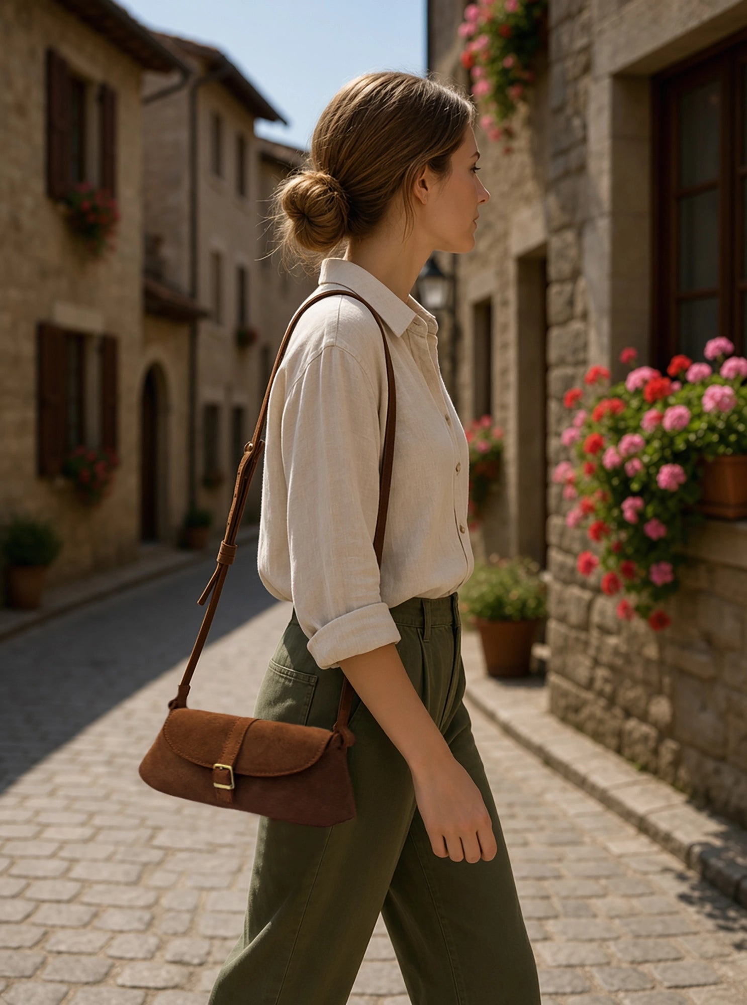 Suede Sling Bag for Women - Minimalist Trapezoid Shoulder Bag