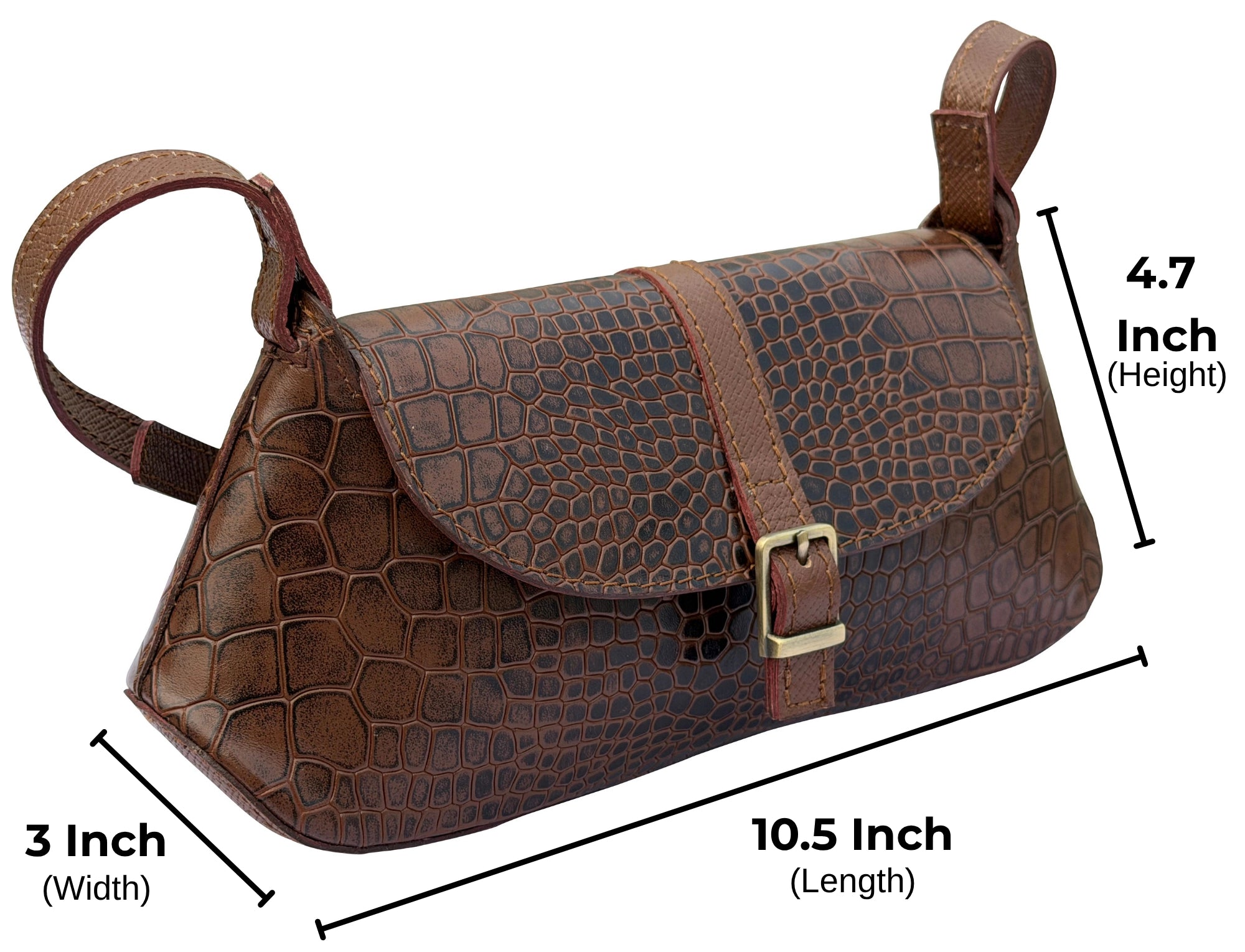 Croc-Embossed Mini Shoulder Bag - Trapezoid Crossbody Sling Bag