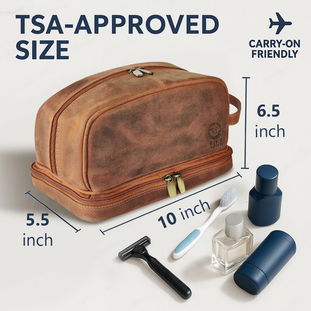 Nancy Leather Travel Makeup Bag (Brown)