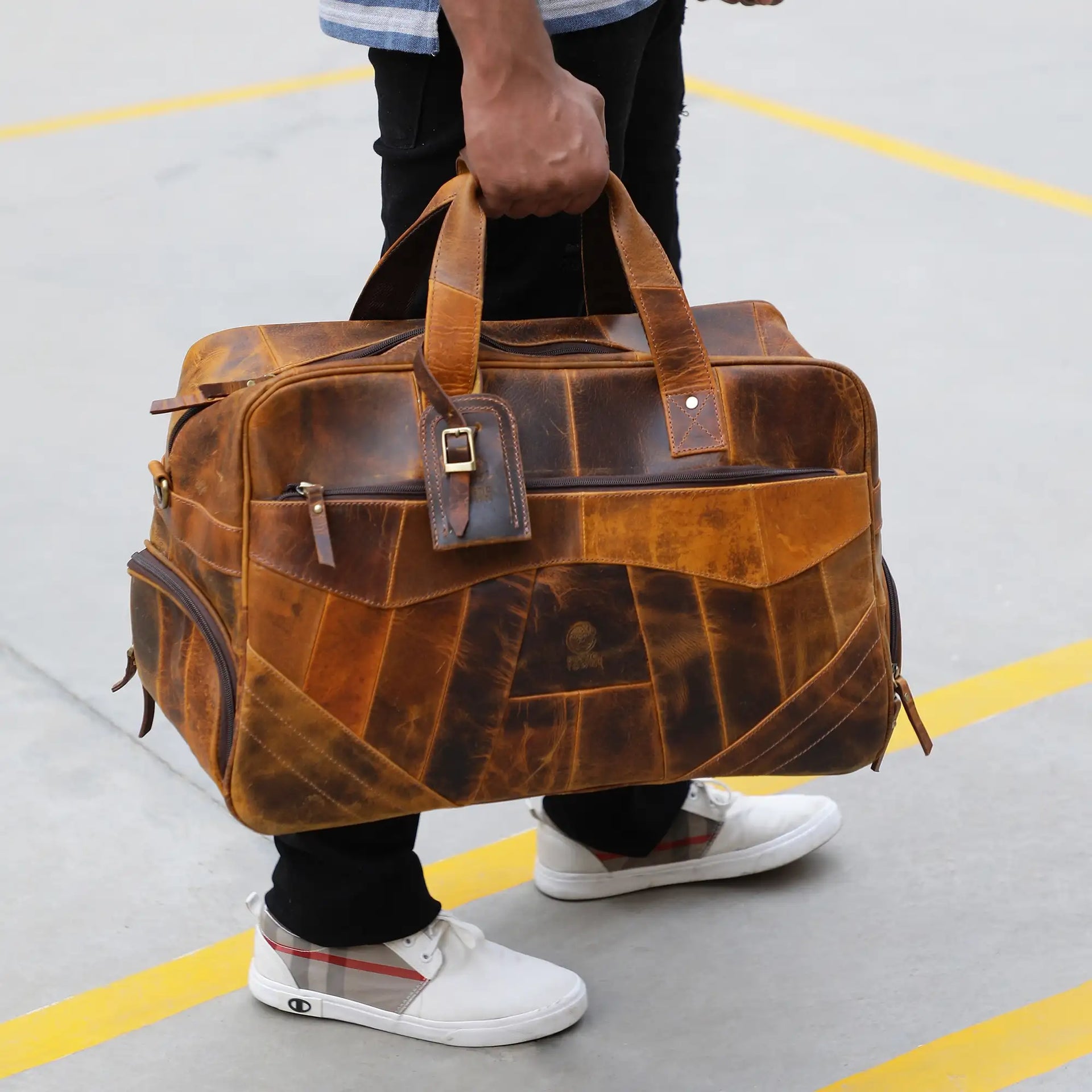 Full Grain Leather Duffle Bag  Vintage Leather Duffle Bag by Rustico