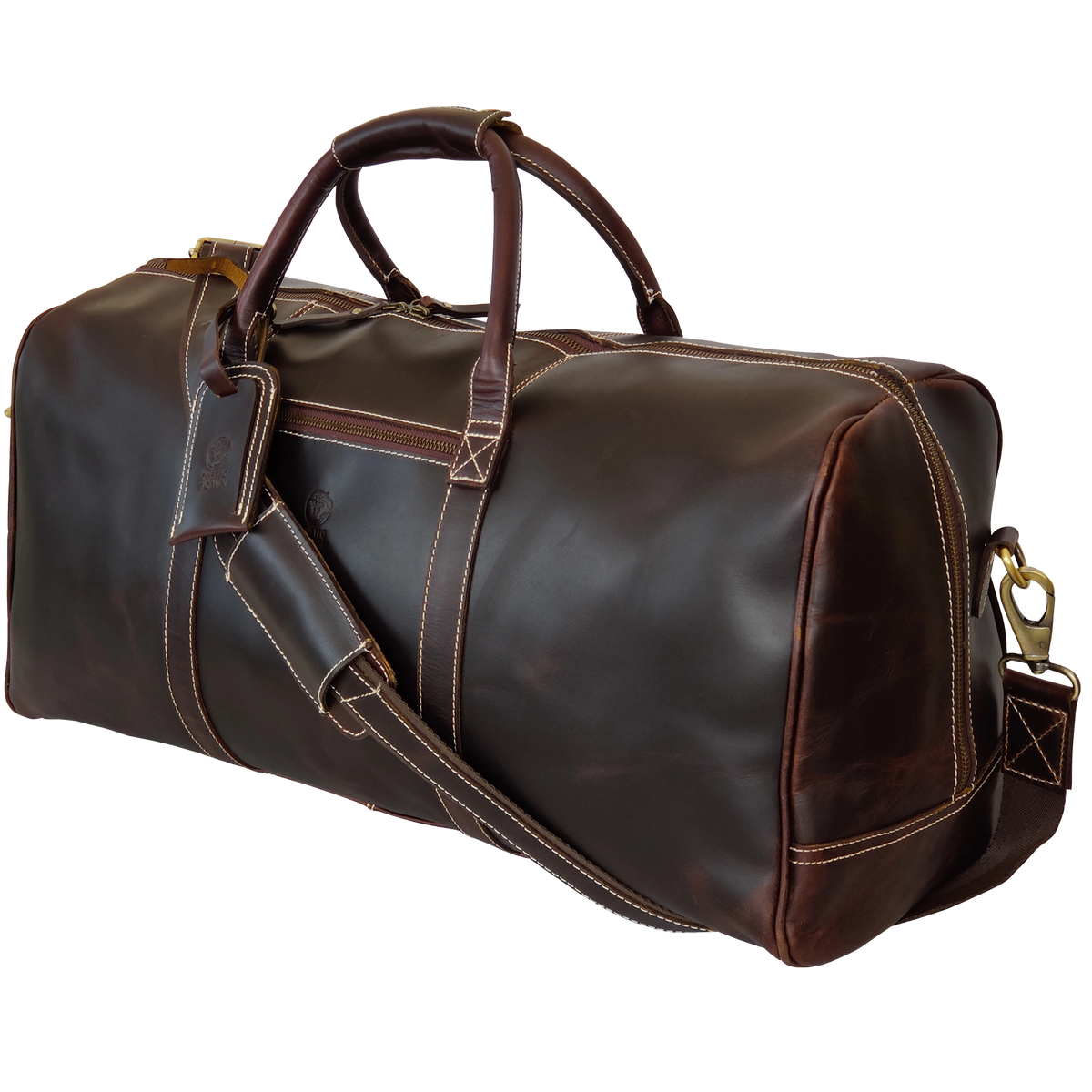 24 inch genuine leather duffel travel overnight weekend leather bag 24