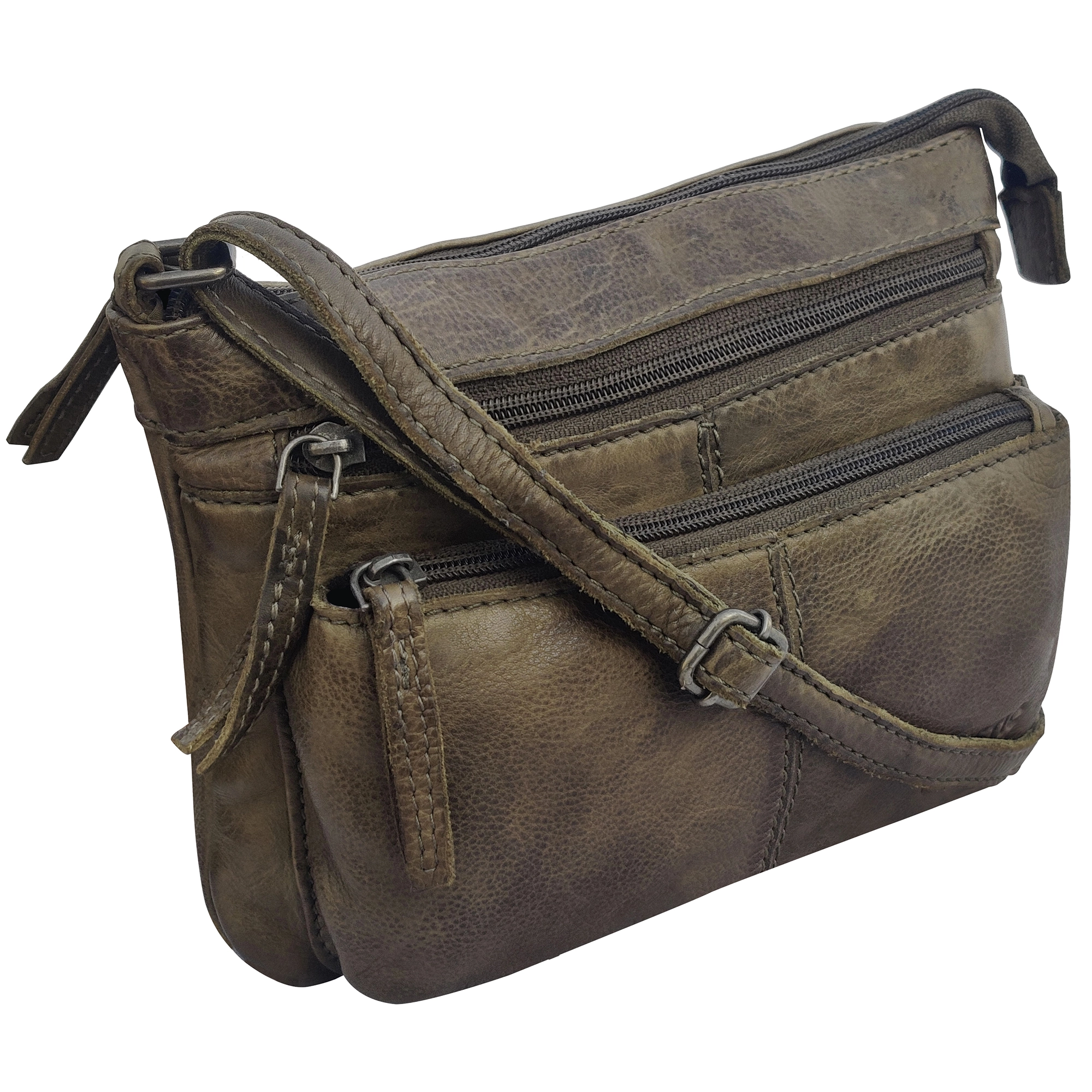 Leather Crossbody Handbag for Women, Olive