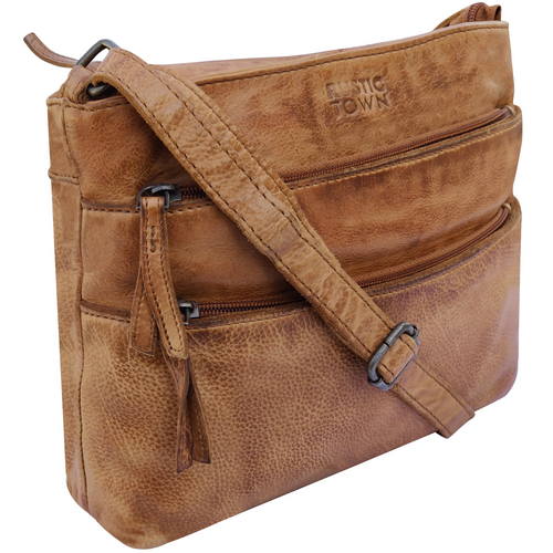 Leather Crossbody Bag for Women, Cognac
