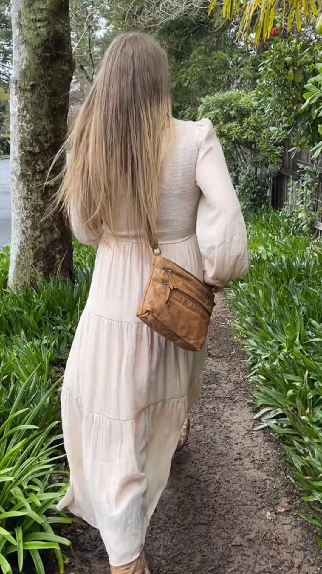 Leather Crossbody Bag for Women Cognac