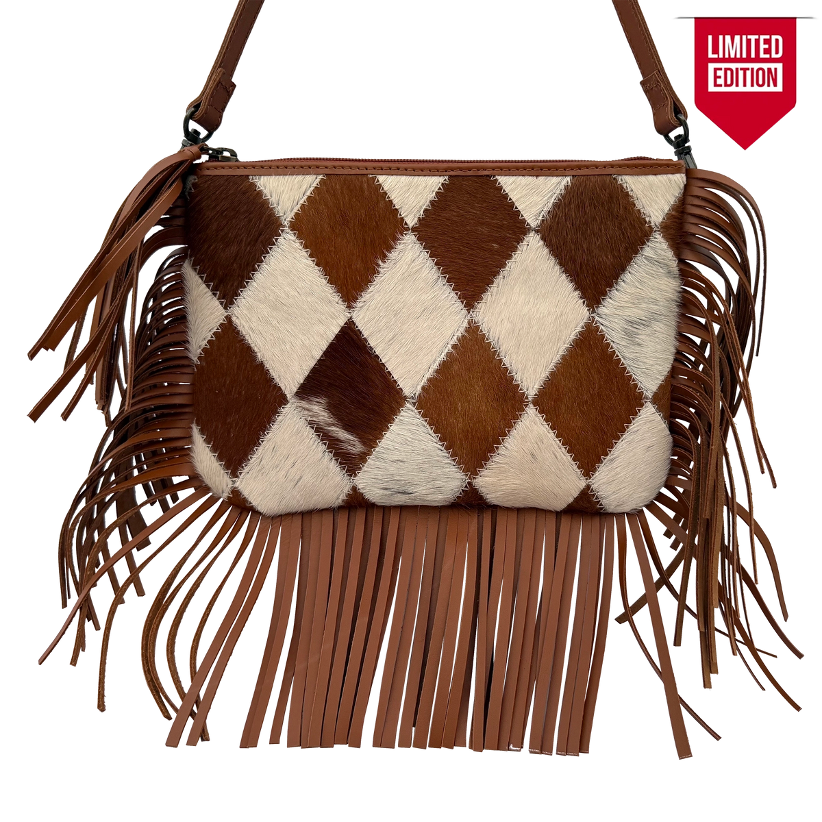 Leather Sling Bag | Western Tassel Cowhide Fringe Shoulder Bag