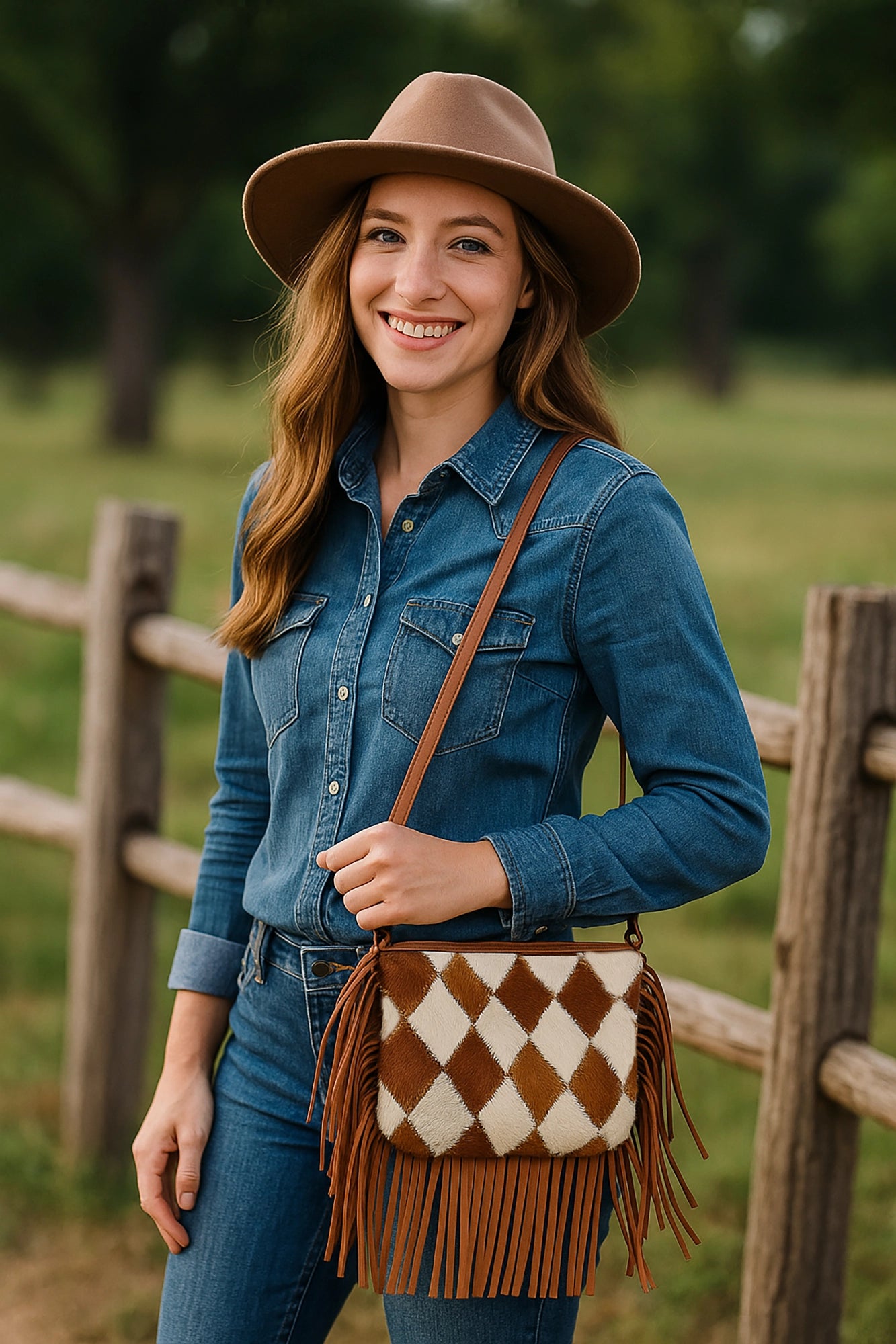 Hair-On Leather Sling Bag for Women | Western Fringe Crossbody & Clutch