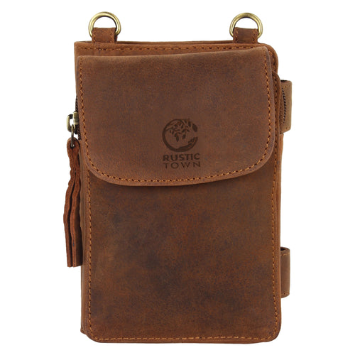 Genuine Leather Crossbody Travel Wallet for Women