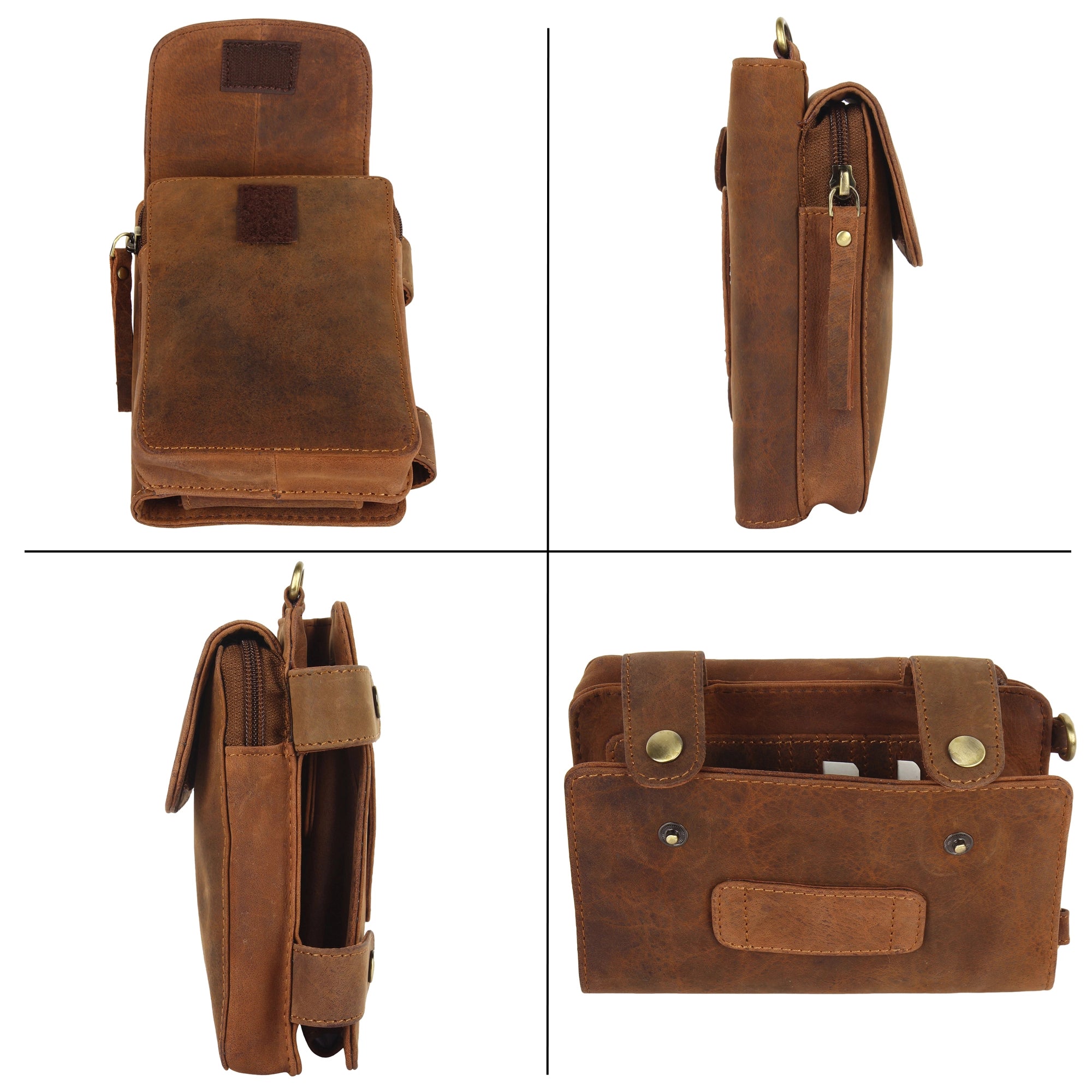 Genuine Leather Crossbody Travel Wallet for Women