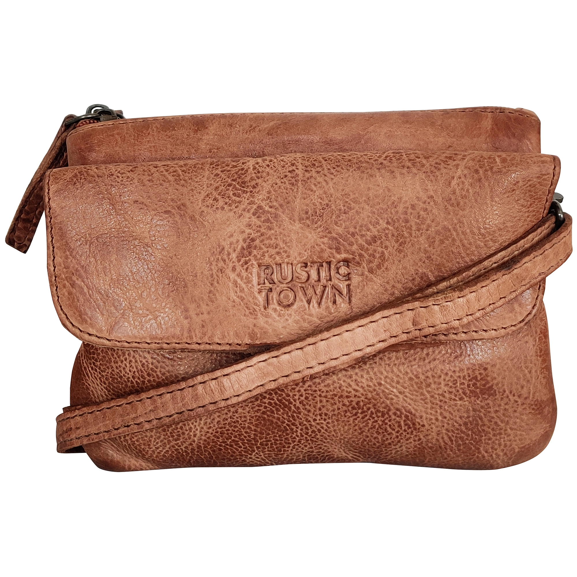 Leather Sling Bag Wristlet Clutch for Women, Cognac