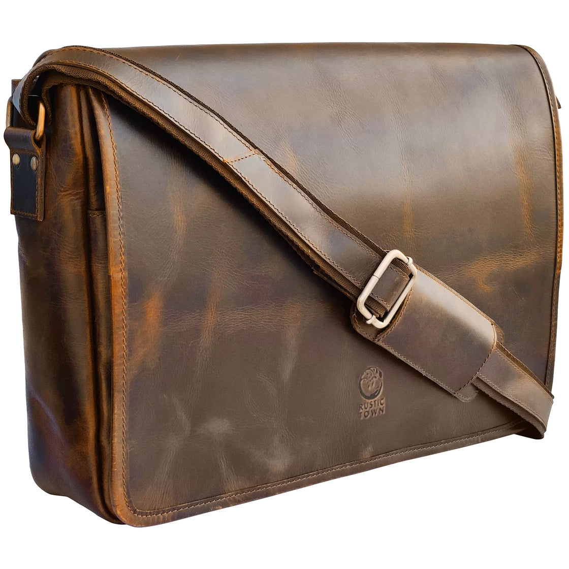 Ranger Buffalo Leather Crossbody Laptop Messenger Bag (Brown)
