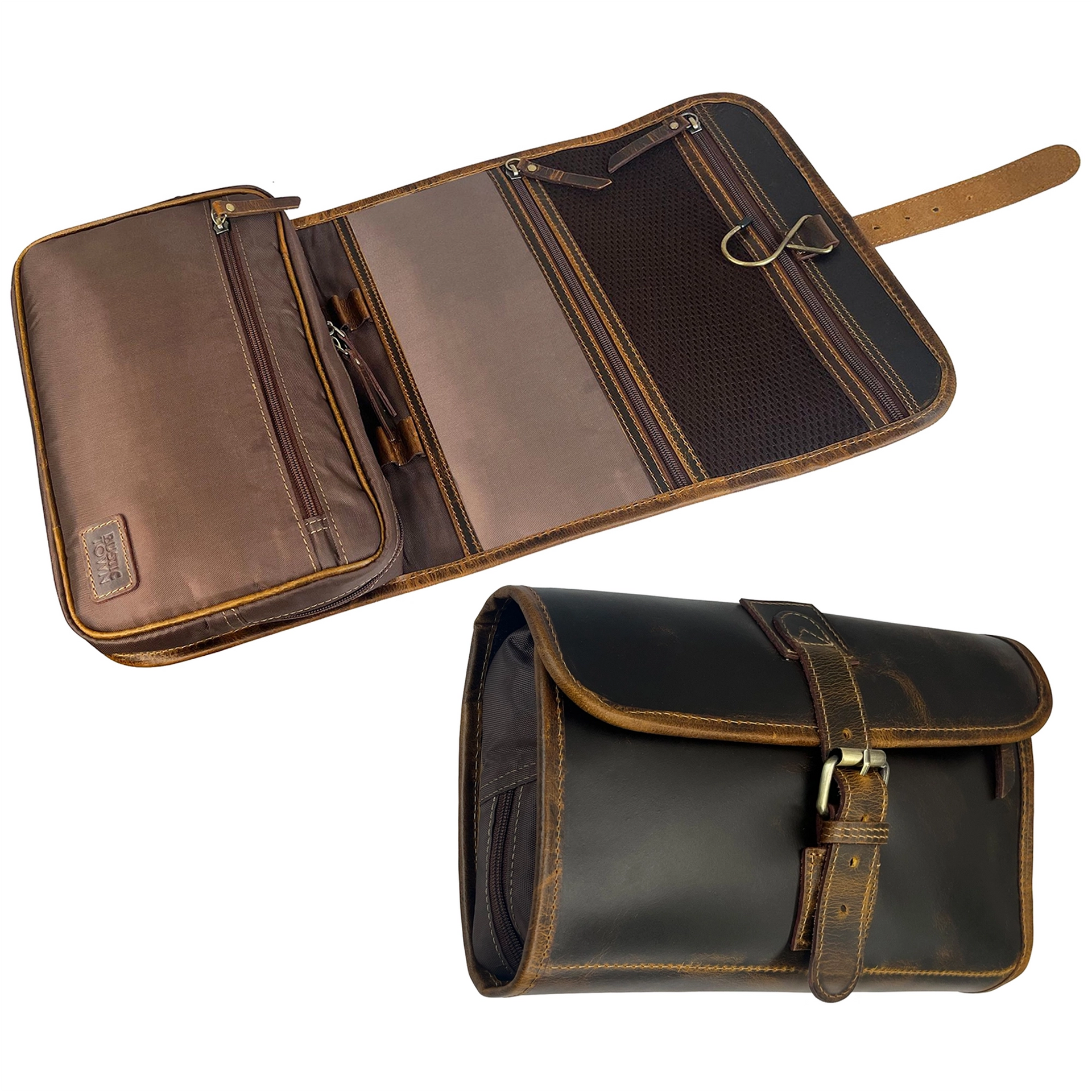 Finley Leather Hanging Toiletry Bag