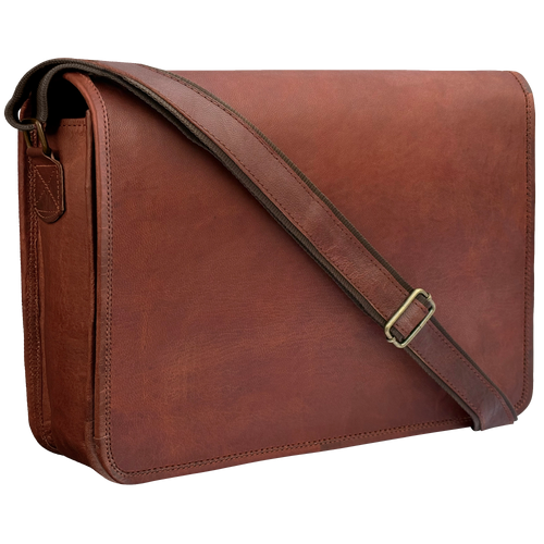 Artisian Leather Messenger Bag Crossbody Laptop Satchel (14 inch)