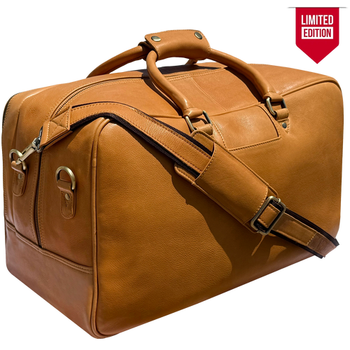 Elixir Marco Leather Duffle Bag for Men : Dual Compartment Travel Carry-on