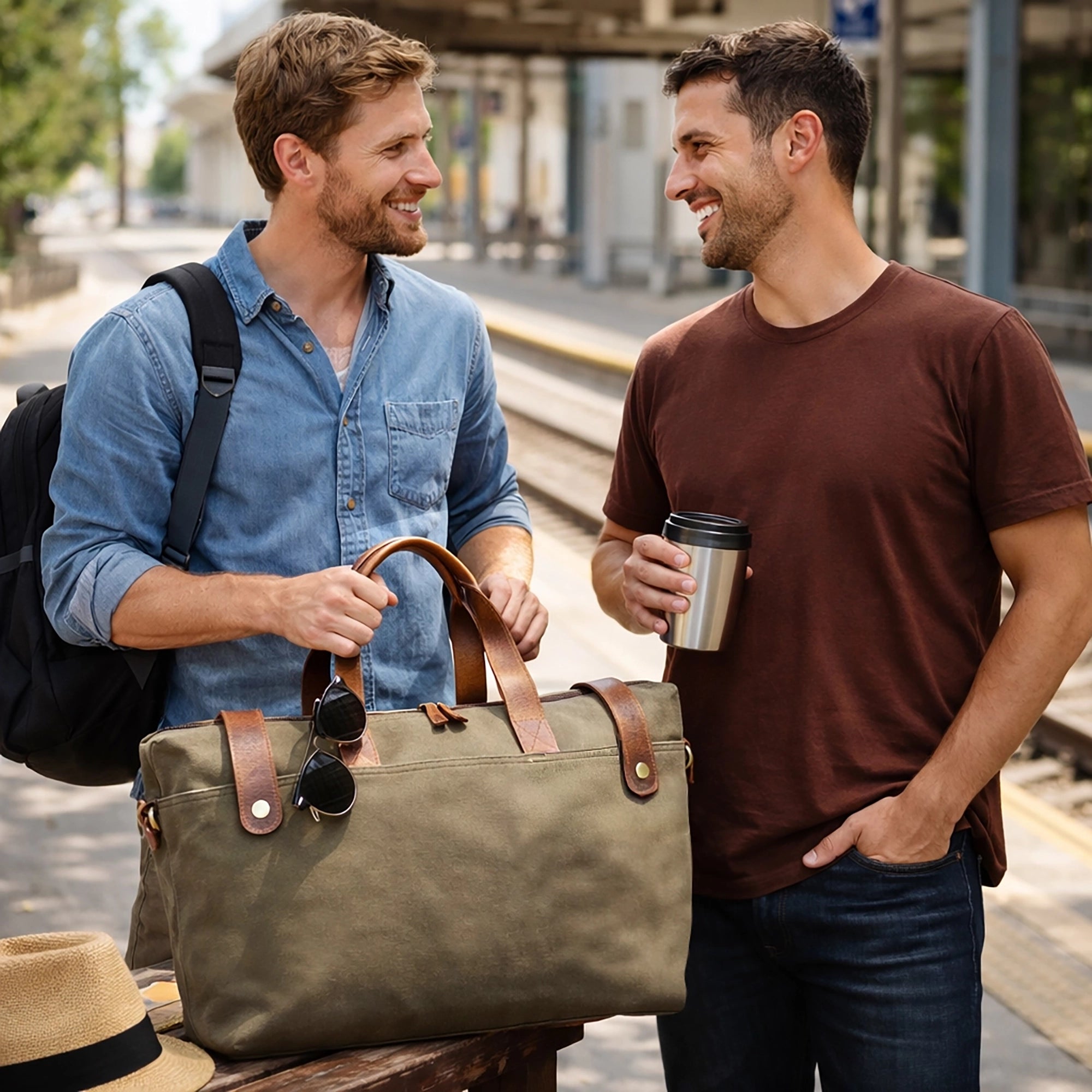 Canvas Leather Duffle Bag | Organized Travel Weekend Bag