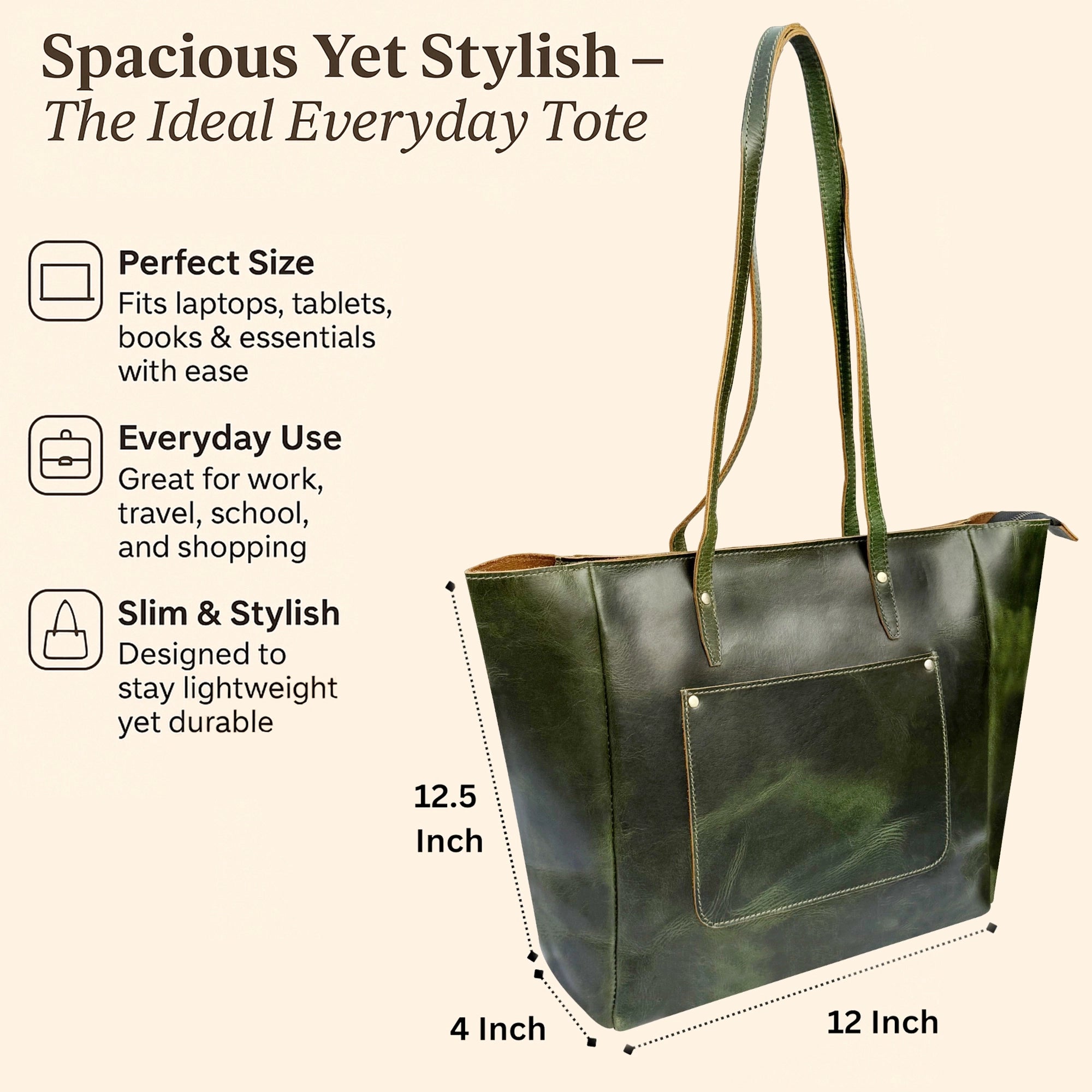 Leather Tote Bag for Women - Timeless Shoulder Bag