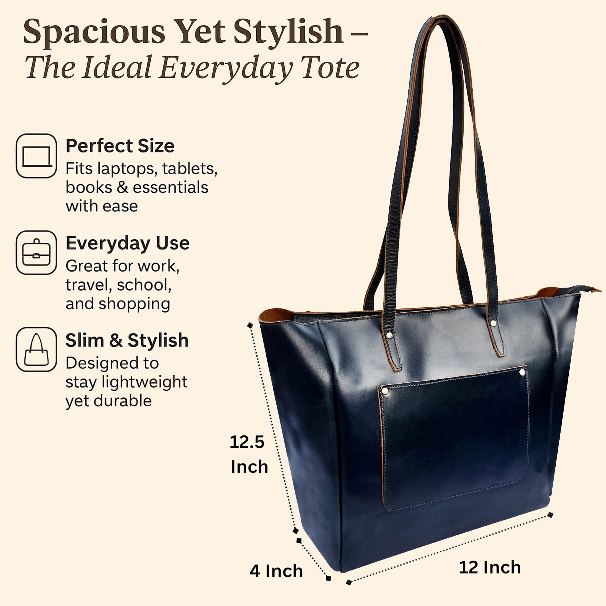 Leather Tote Bag for Women - Timeless Shoulder Purse