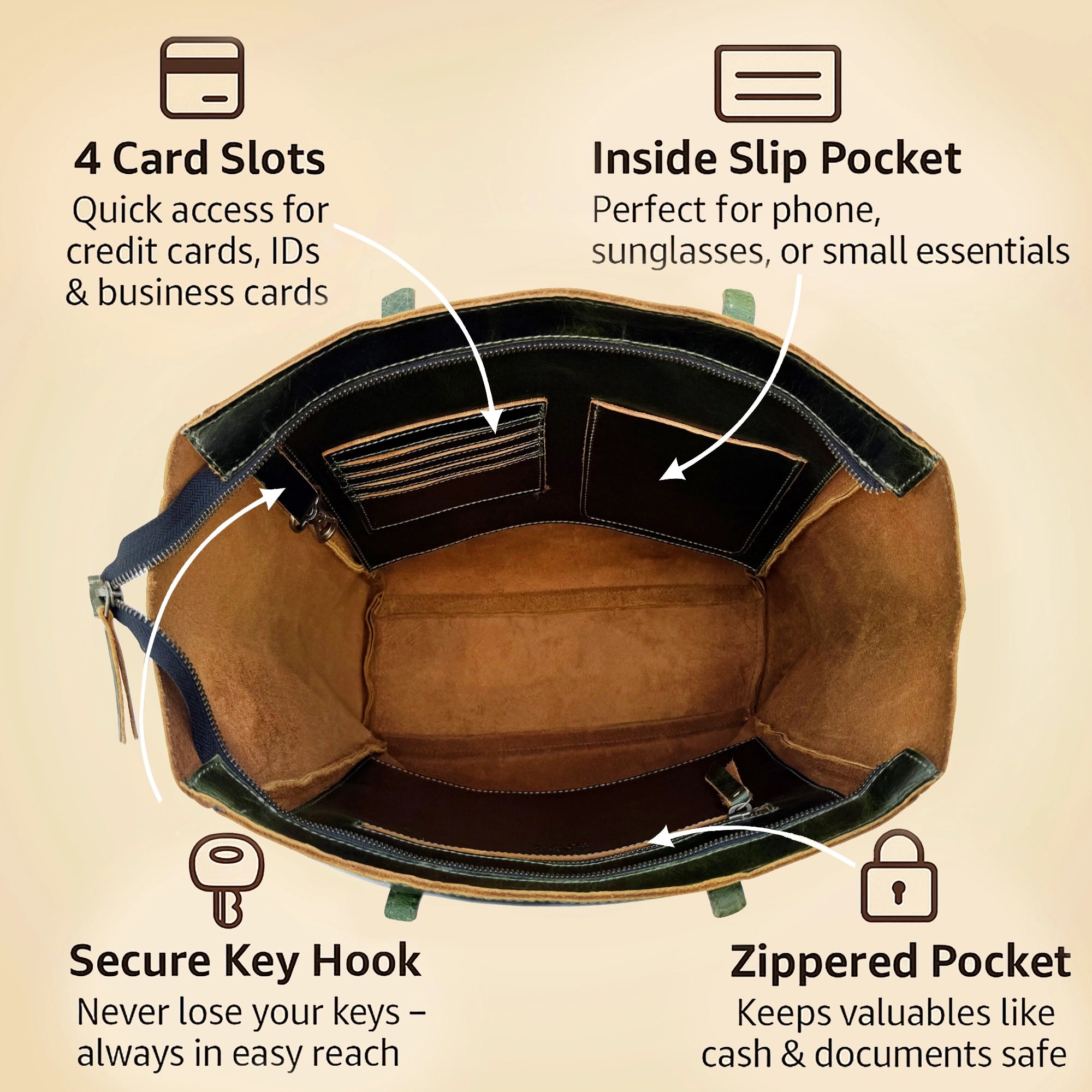 Leather Tote Bag for Women - Timeless Shoulder Bag