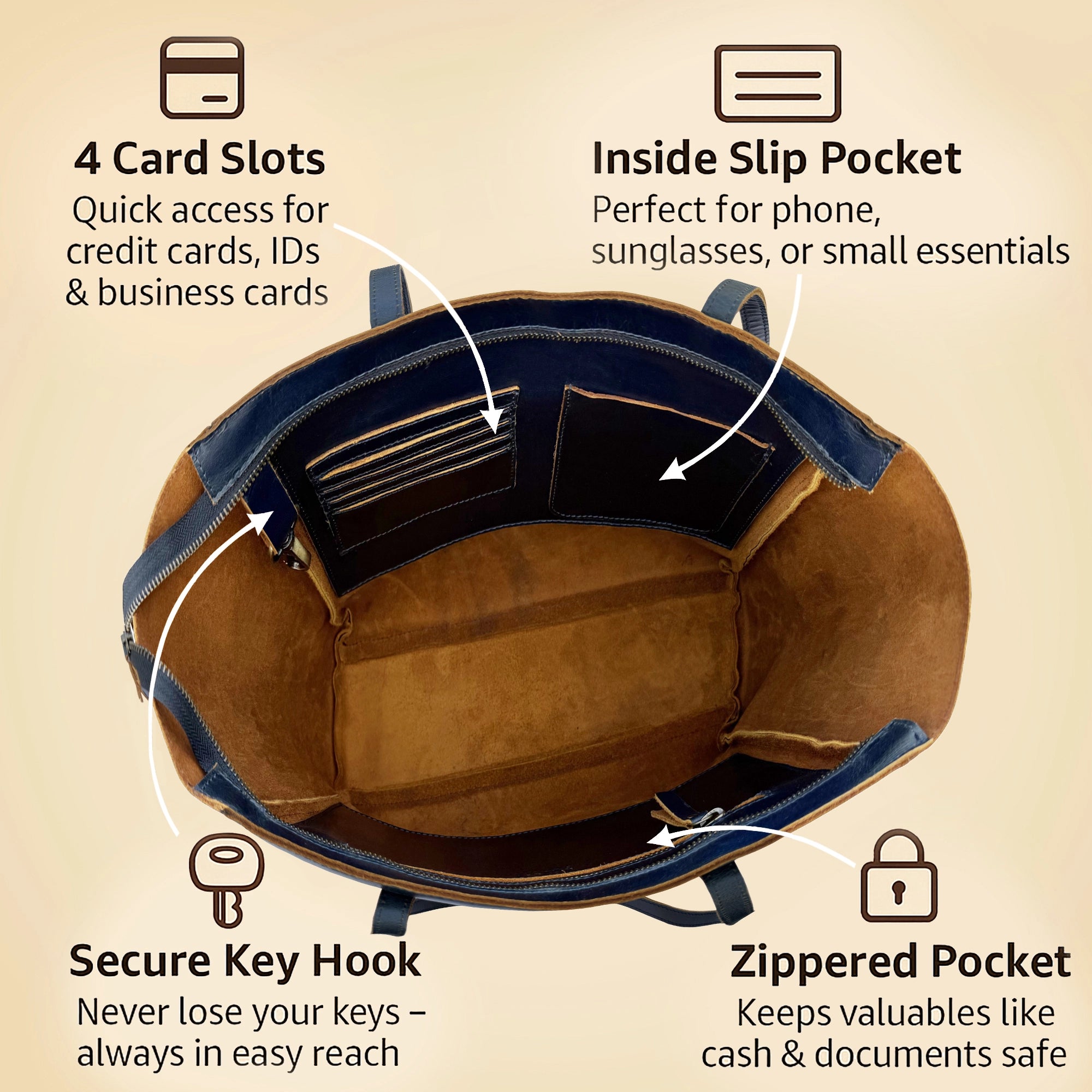 Leather Tote Bag for Women - Timeless Shoulder Purse