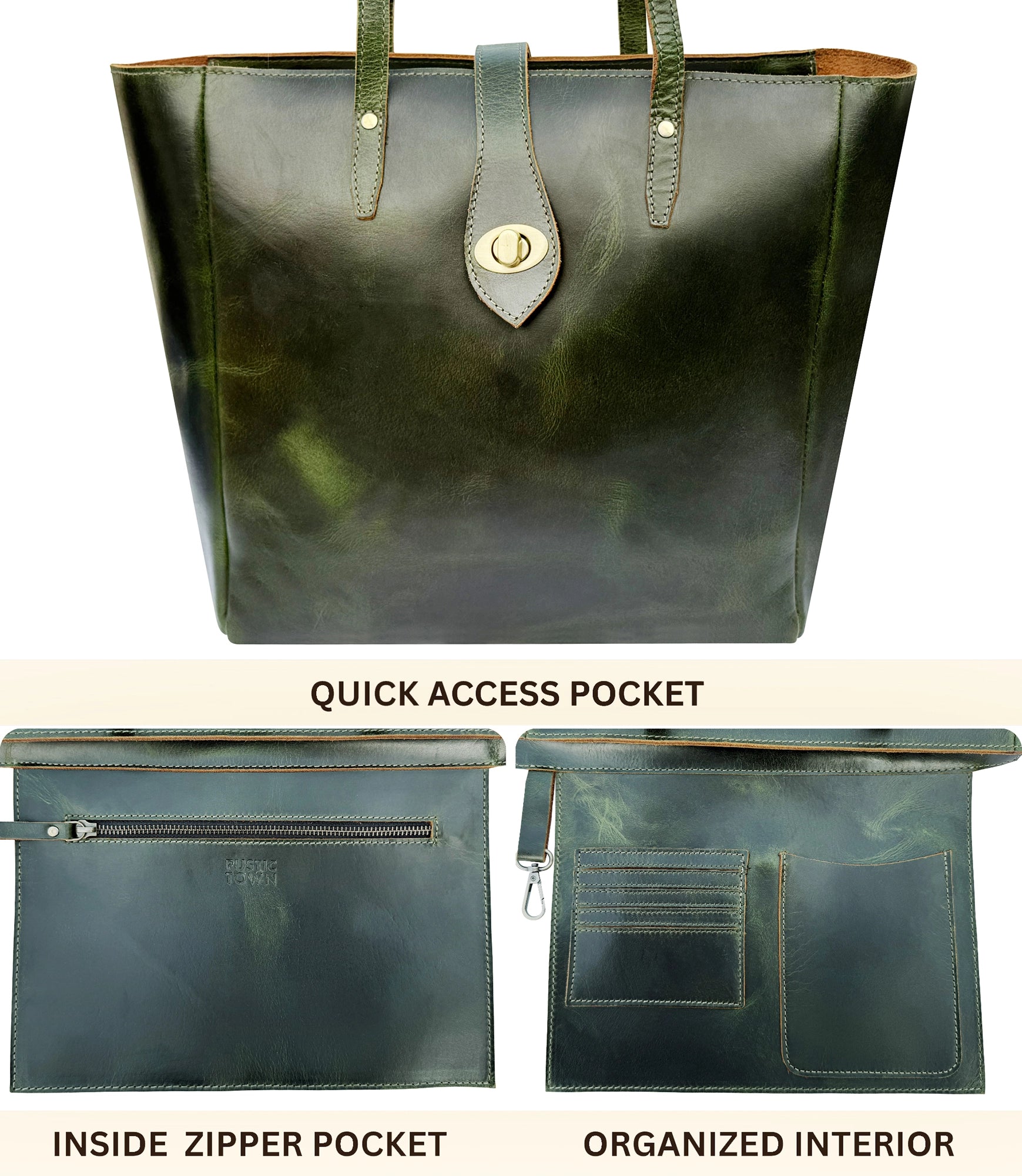 Leather Tote Bag for Women - Classic Shoulder Handbag