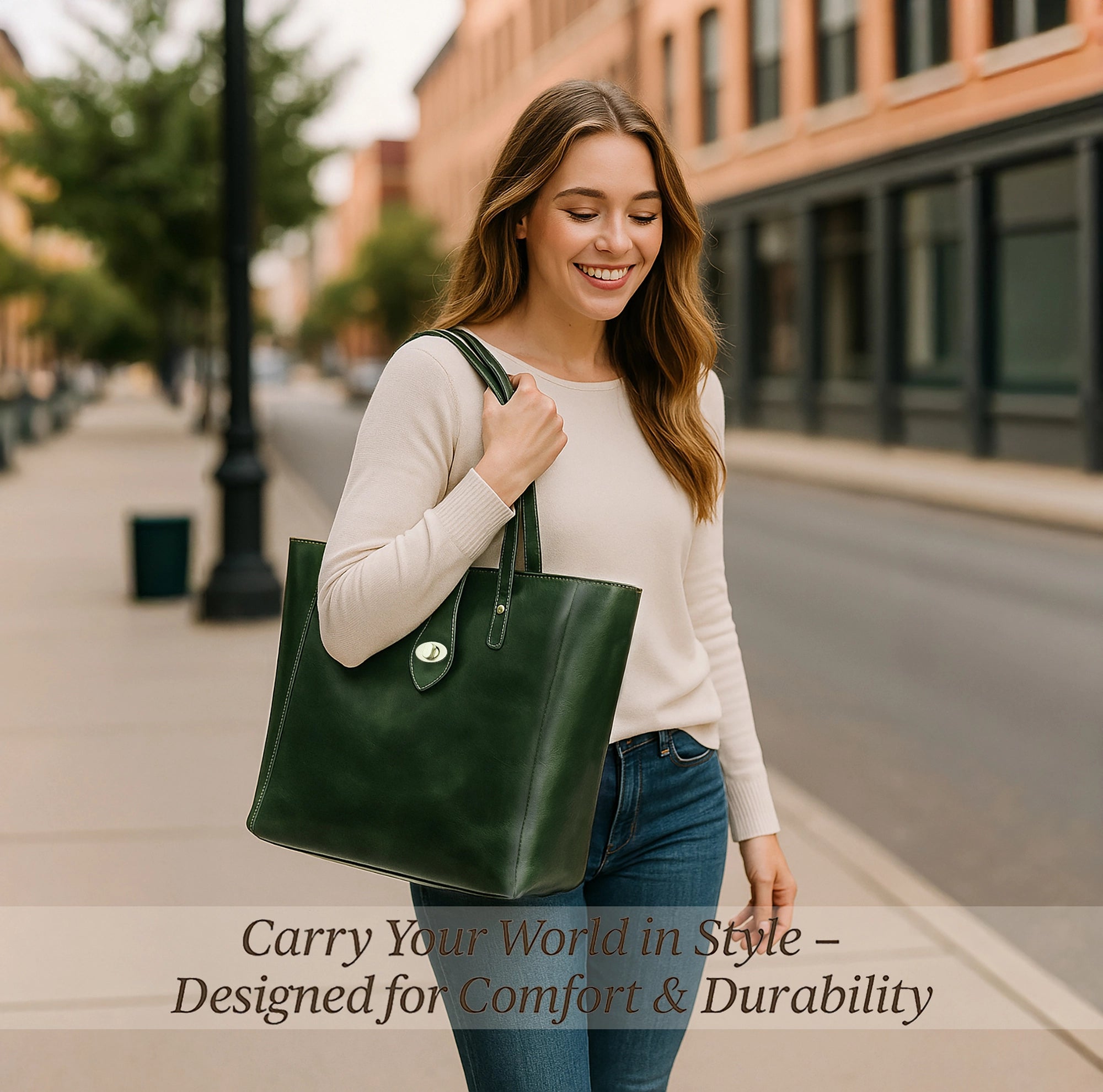 Leather Tote Bag for Women - Classic Shoulder Handbag