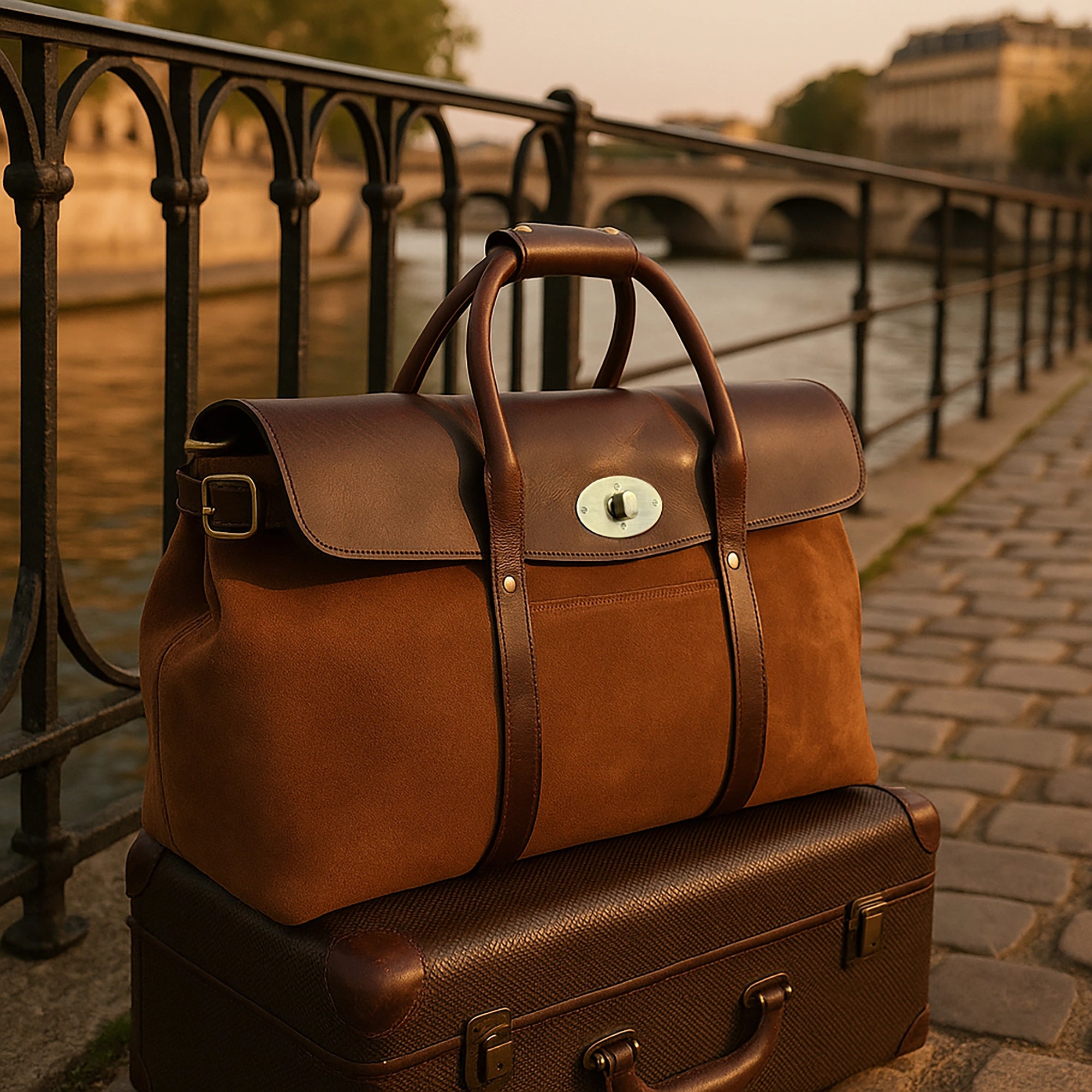 Suede Leather Duffle Bag: Luxury Weekend Travel Carry-on