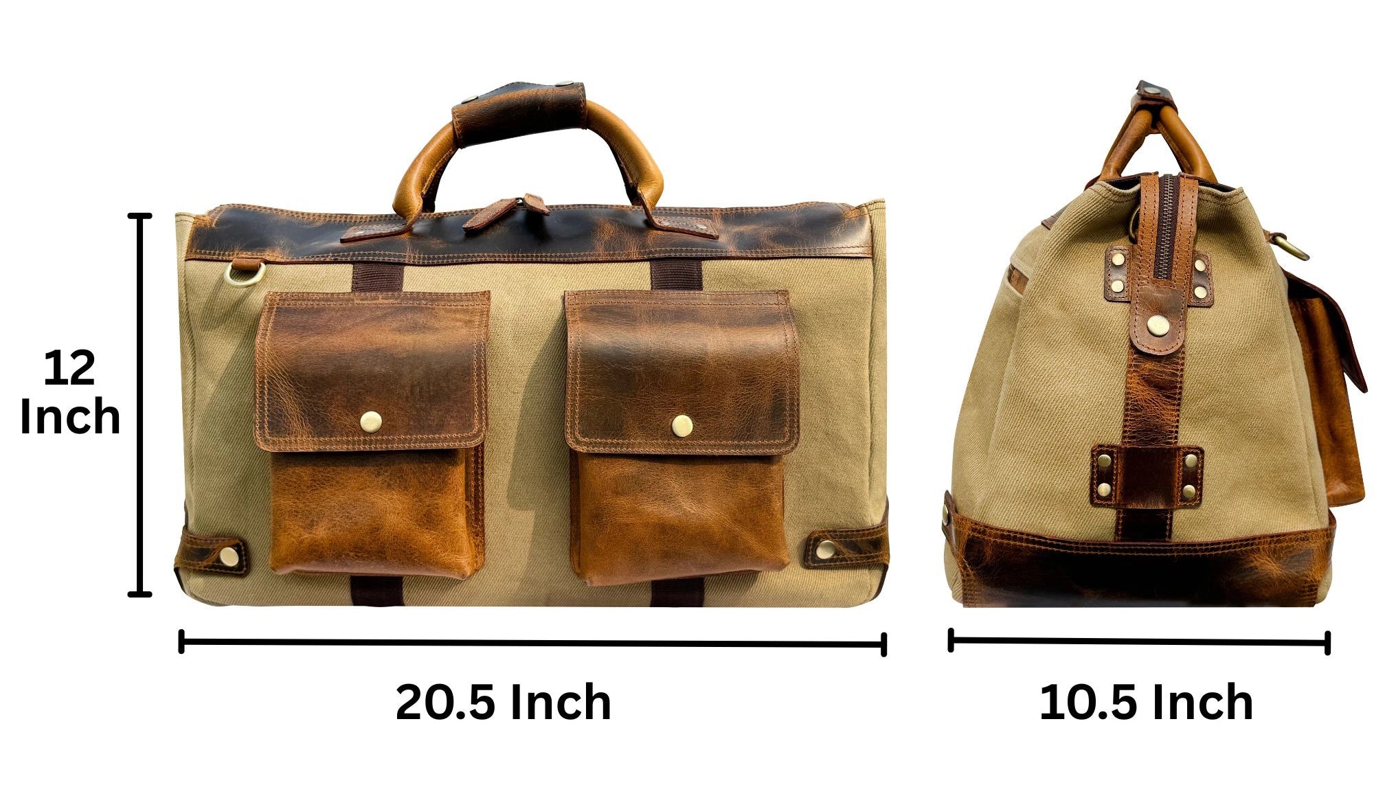 Leather Canvas Duffle Bag for Men | Large Weekender Travel Bag