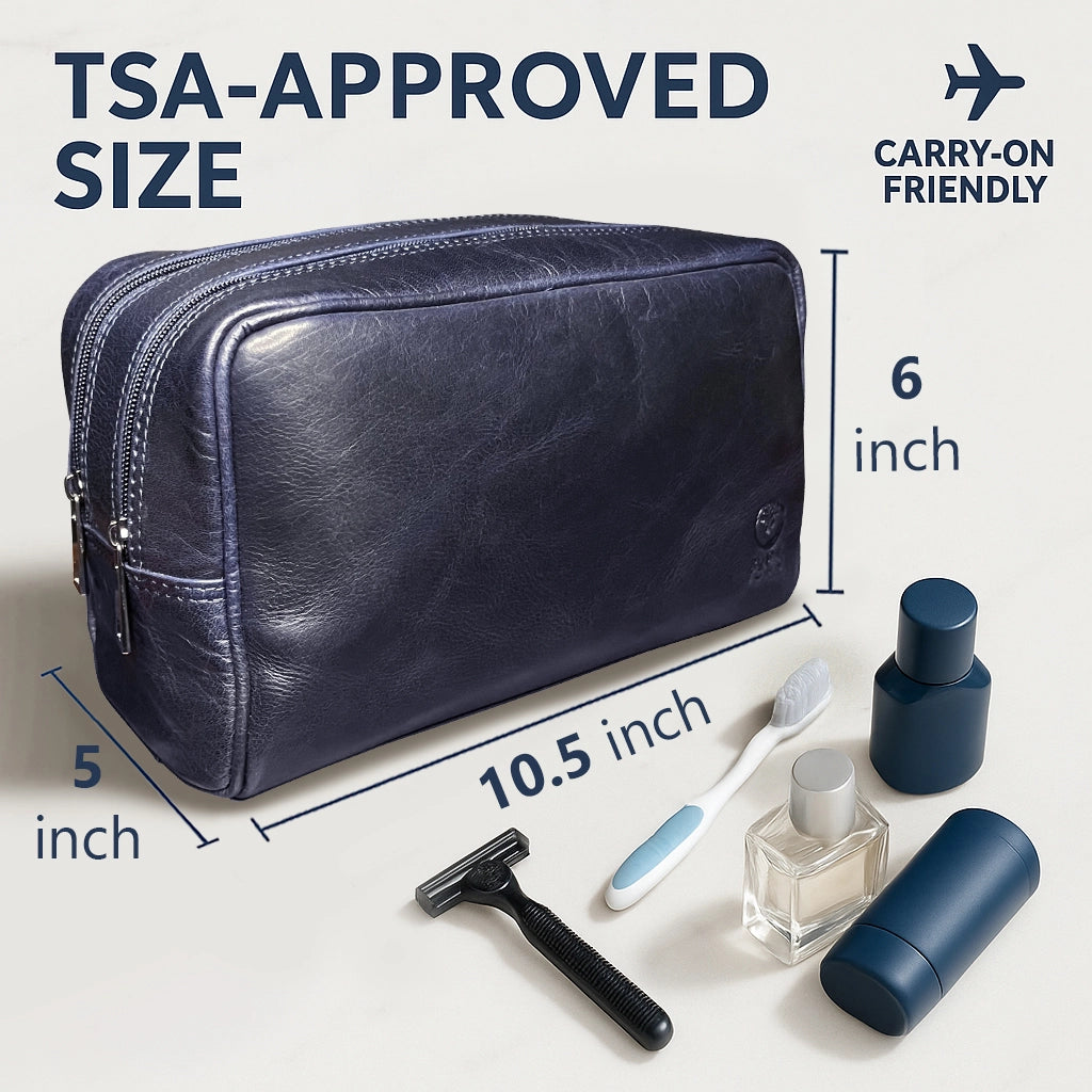 Johnny Men's Leather Travel Dopp Kit (Oxford Blue)