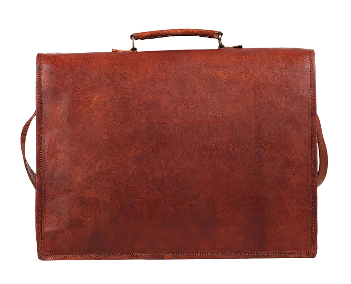 15" Leather Satchel Laptop Messenger Bag