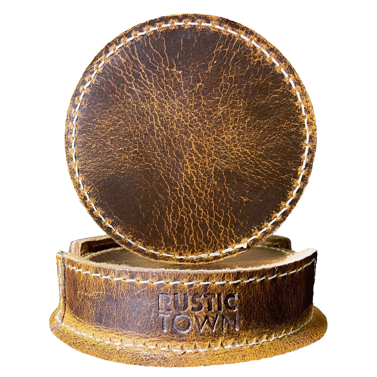 Brown Leather Coasters | Set of 6 for Drinks