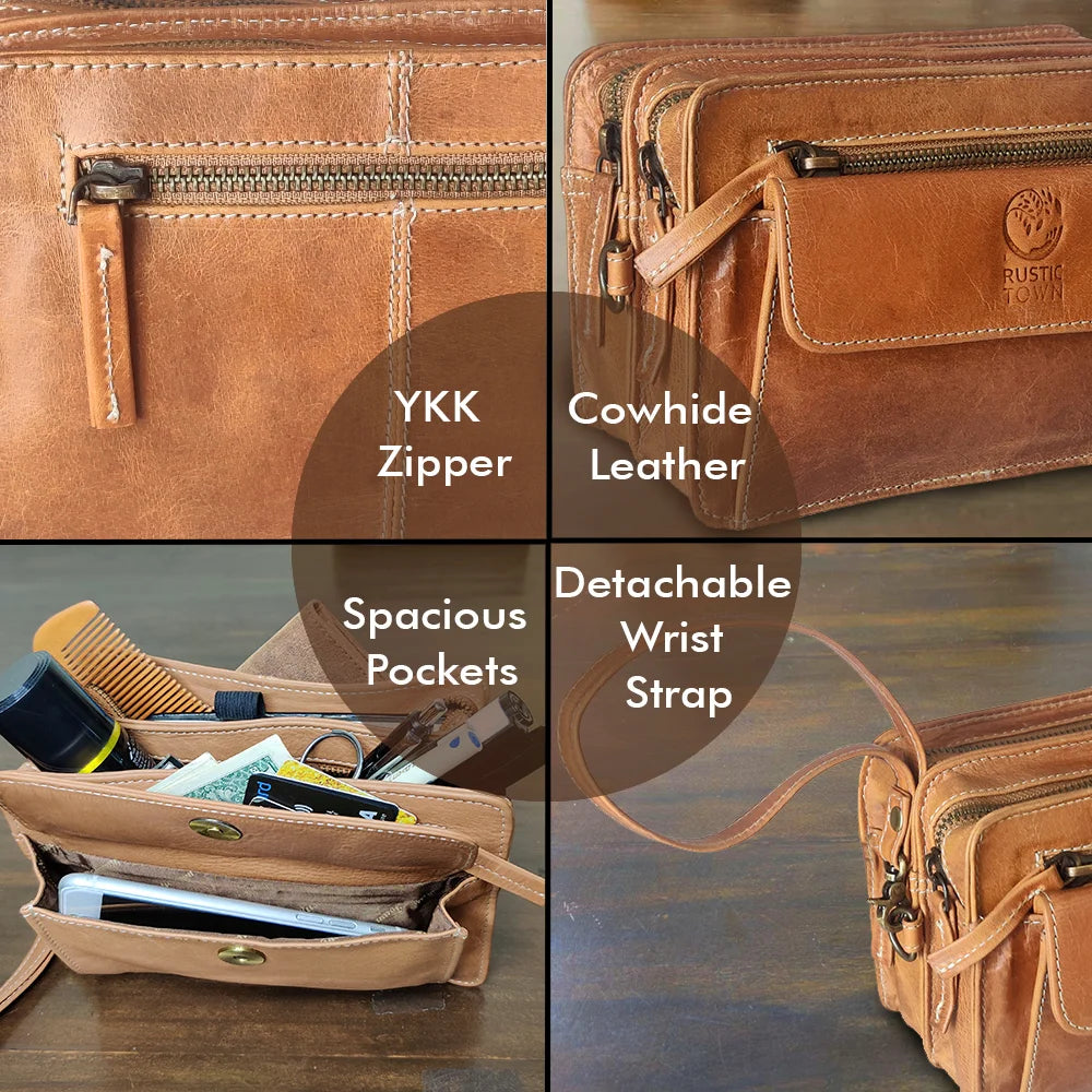 Mens Leather Hand Bag Business Male Fashion Envelope Wristlet Clutch Purse  Pack | eBay