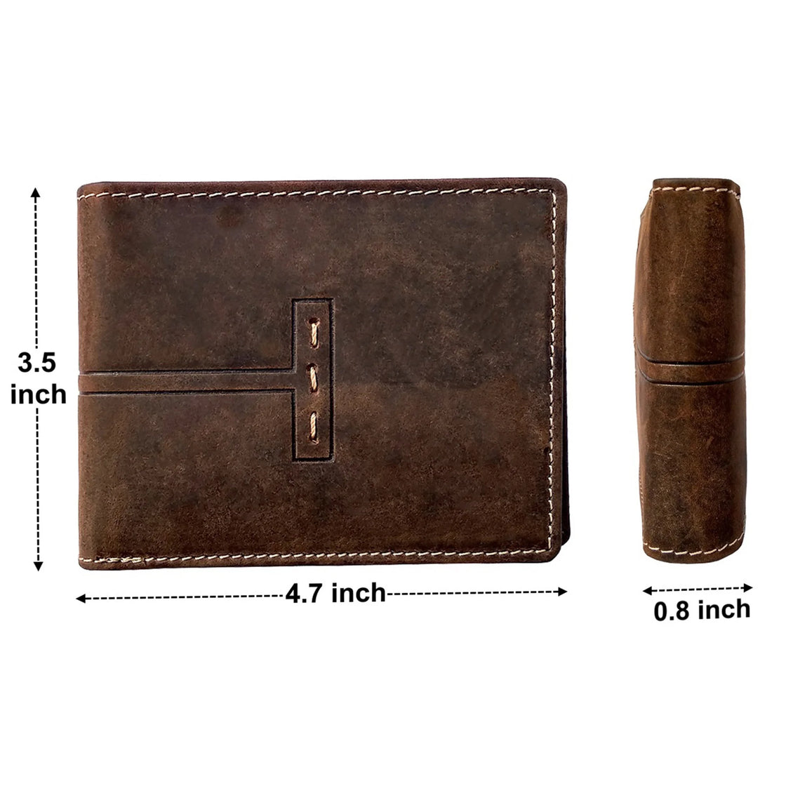 Men's RFID Blocking Full-Grain Leather Bi-Fold Wallet (Dark Brown)