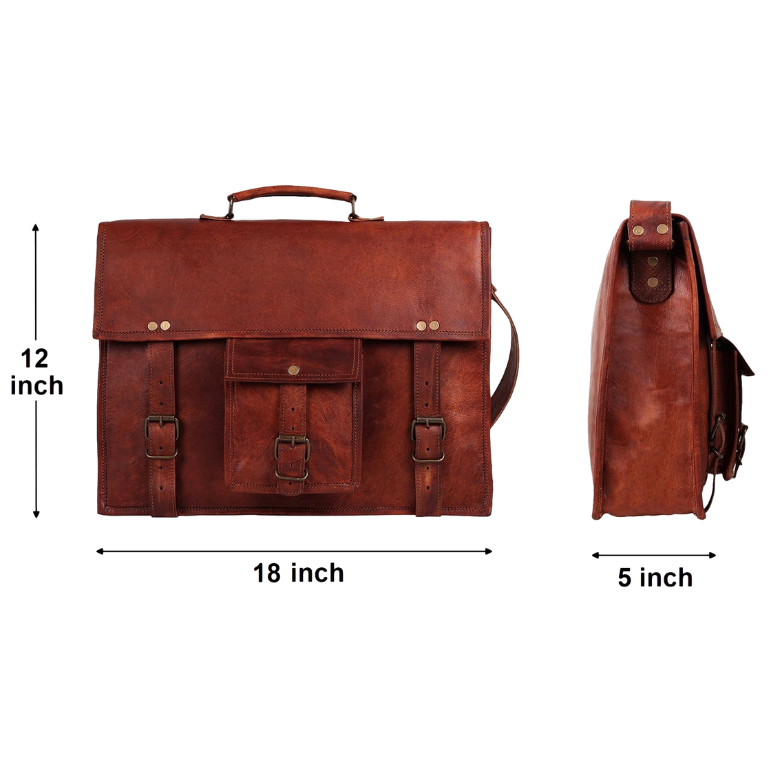 18" Leather Satchel Laptop Messenger Bag