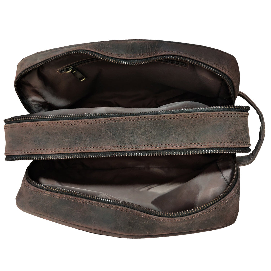 Johnny Men's Leather Travel Dopp Kit (Dark Brown) - Mike