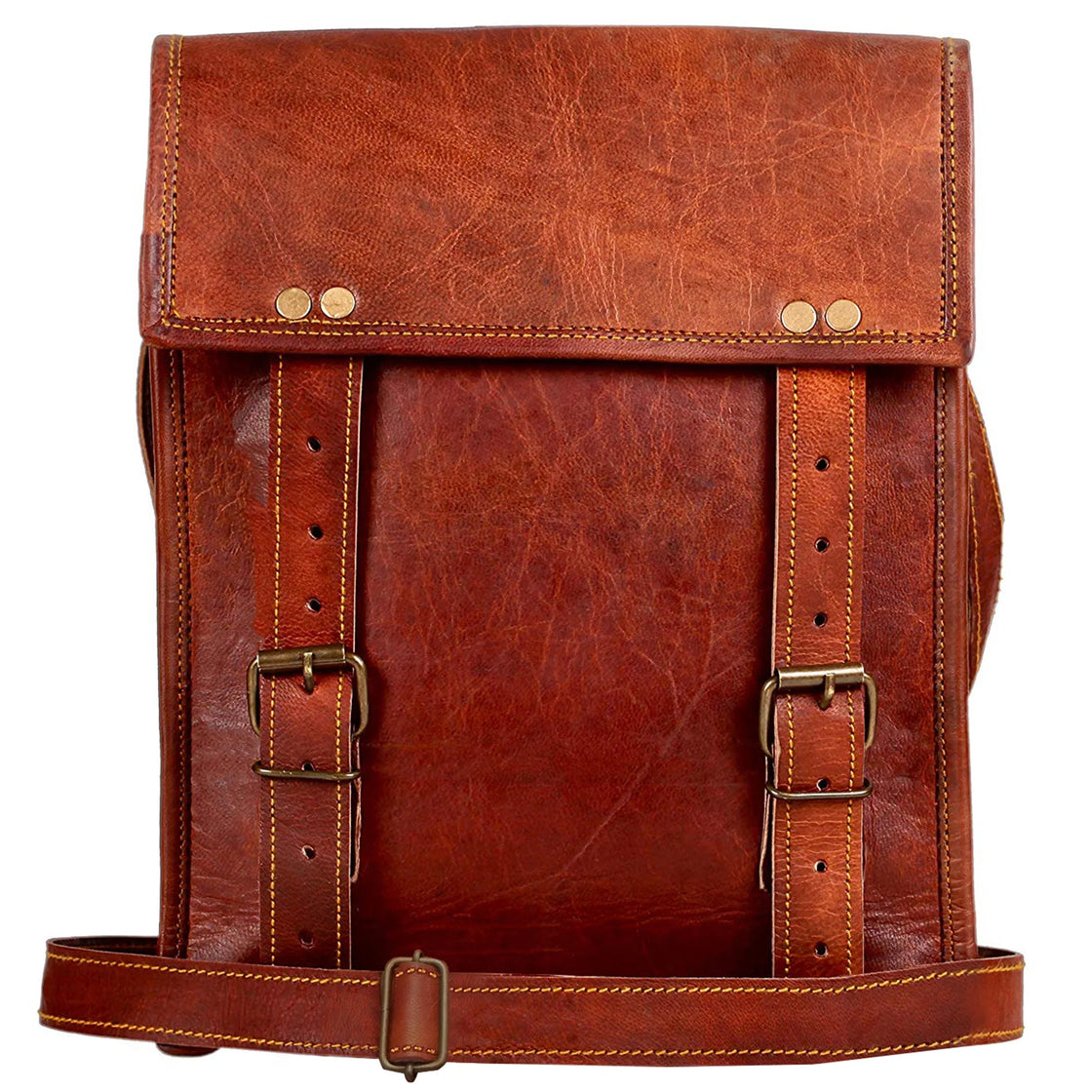 Zeus 11 Leather Crossbody iPad Tablet Messenger Bag Rustic Town