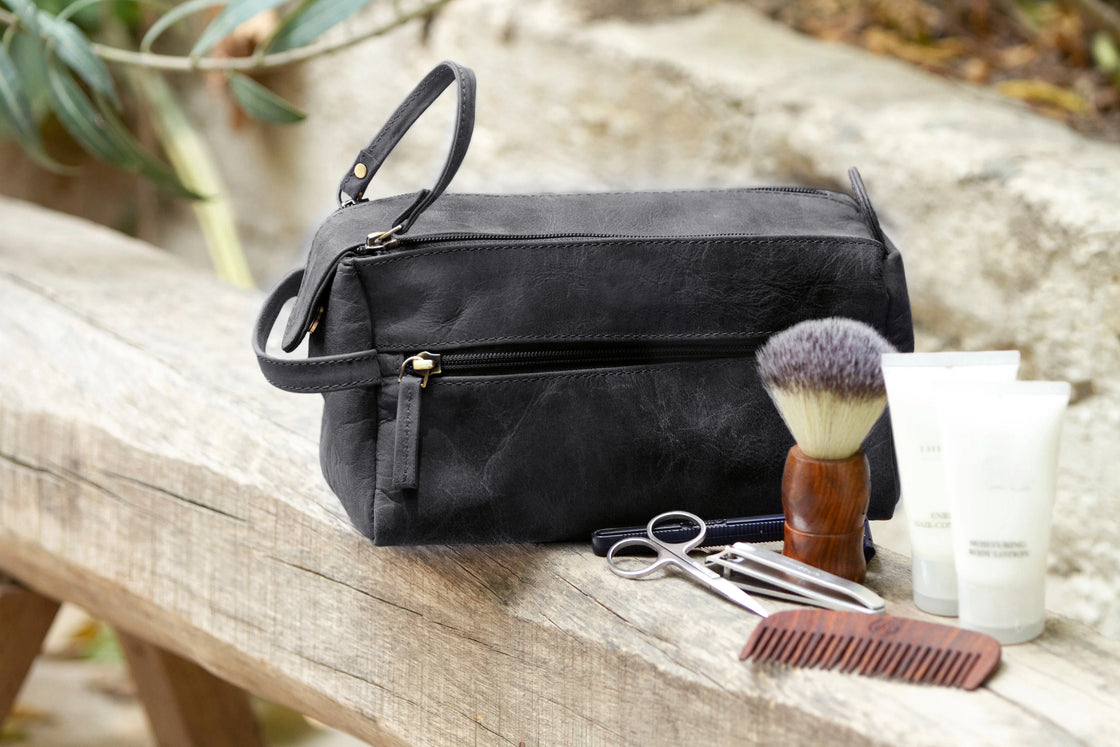 Genuine Leather Toiletry Bag Dopp Kit Rustic Town