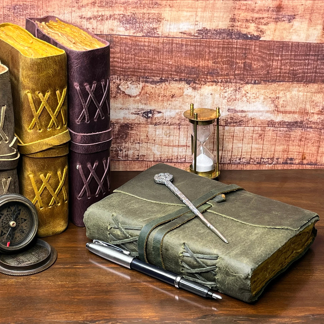 Leather bound shop book laptop case