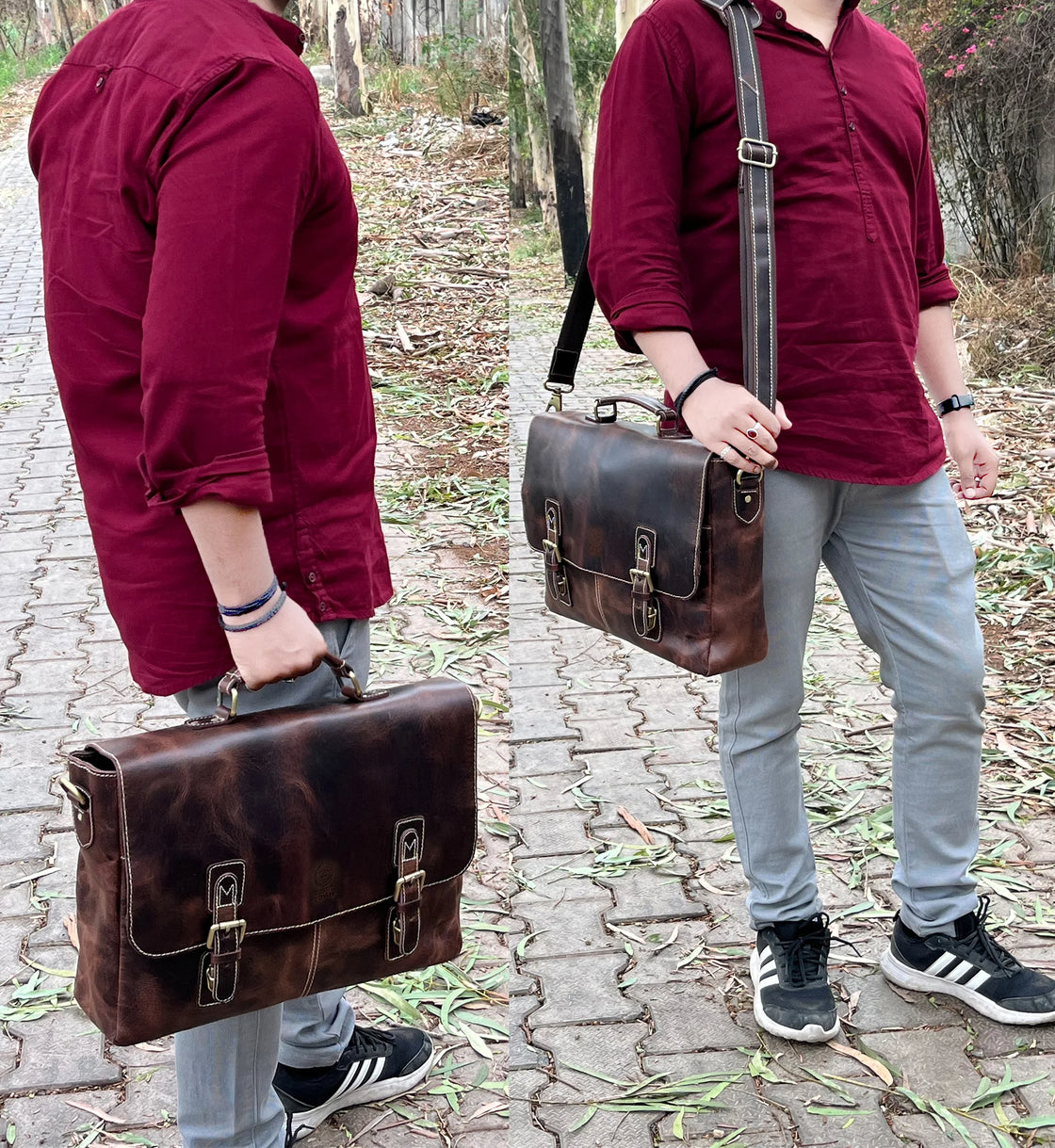 15 Hand-crafted Italian Red Briefcase Designer Leather Laptop Satchel  Portfolio Messenger Bag