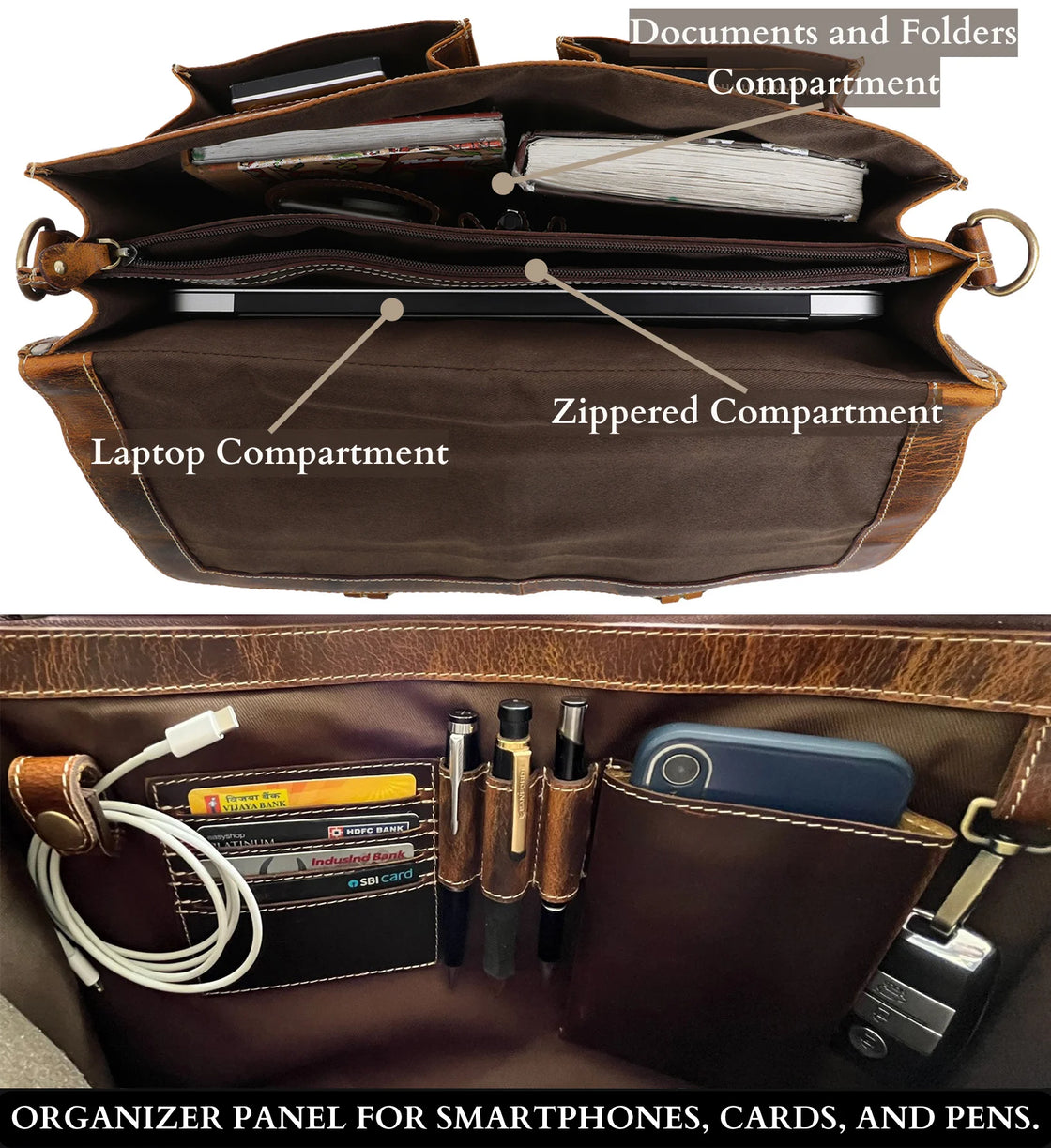 Wayne Premium 16" Leather Satchel Office Laptop Bag (Antique Brown)