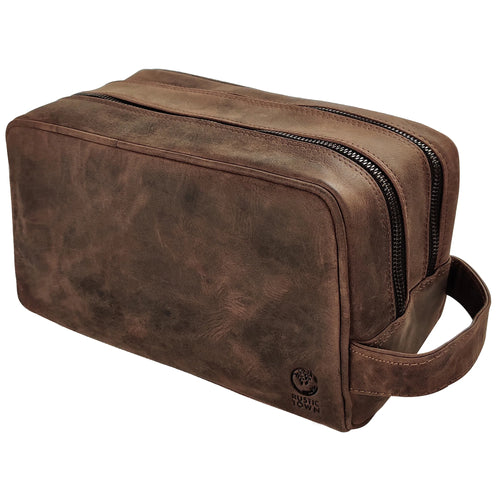 Genuine Leather Travel Toiletry Bag
