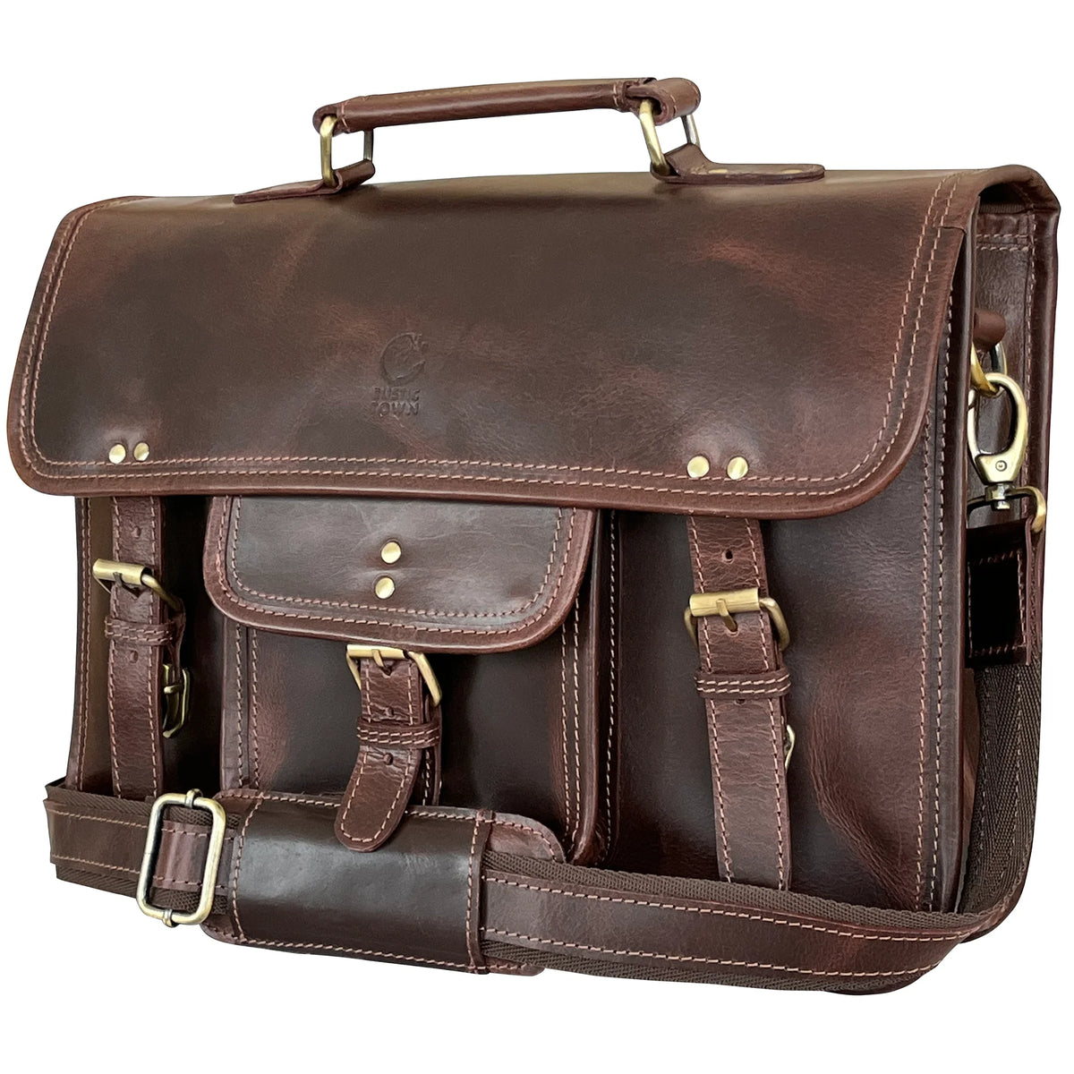 Leather Messenger Bag for Men Laptop Satchel, Crossbody