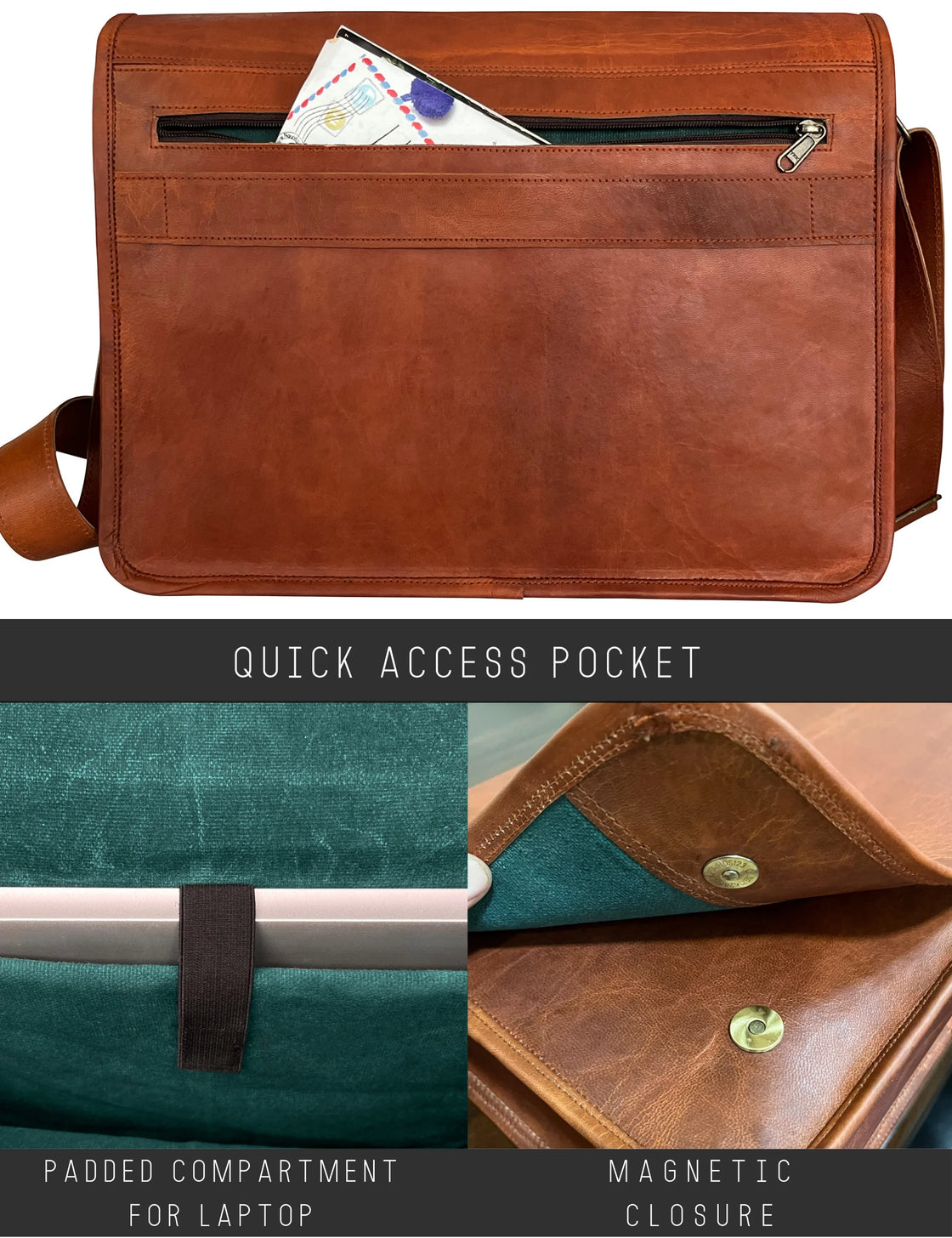 Artisian Leather Laptop Messenger Bag (15 inch)