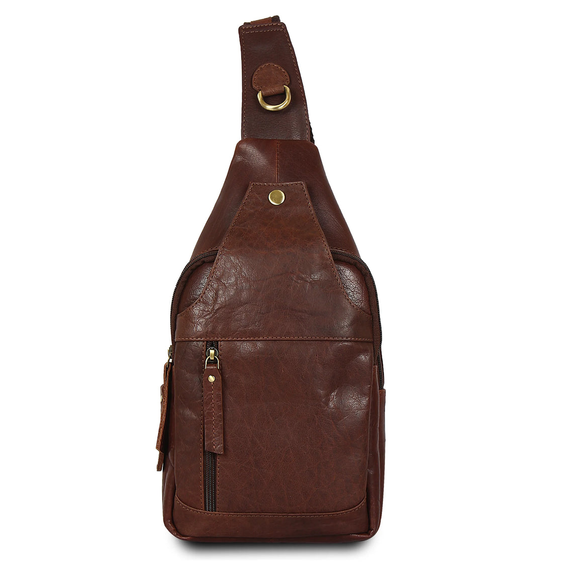 Men's Leather Checkered Sling Bag Crossbody Purse Chest Shoulder Handbags  Travel