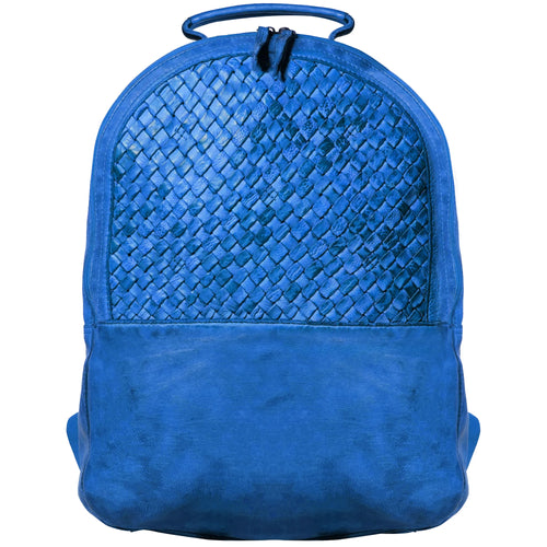 blue backpack with leather bottom Women’s Leather Backpack